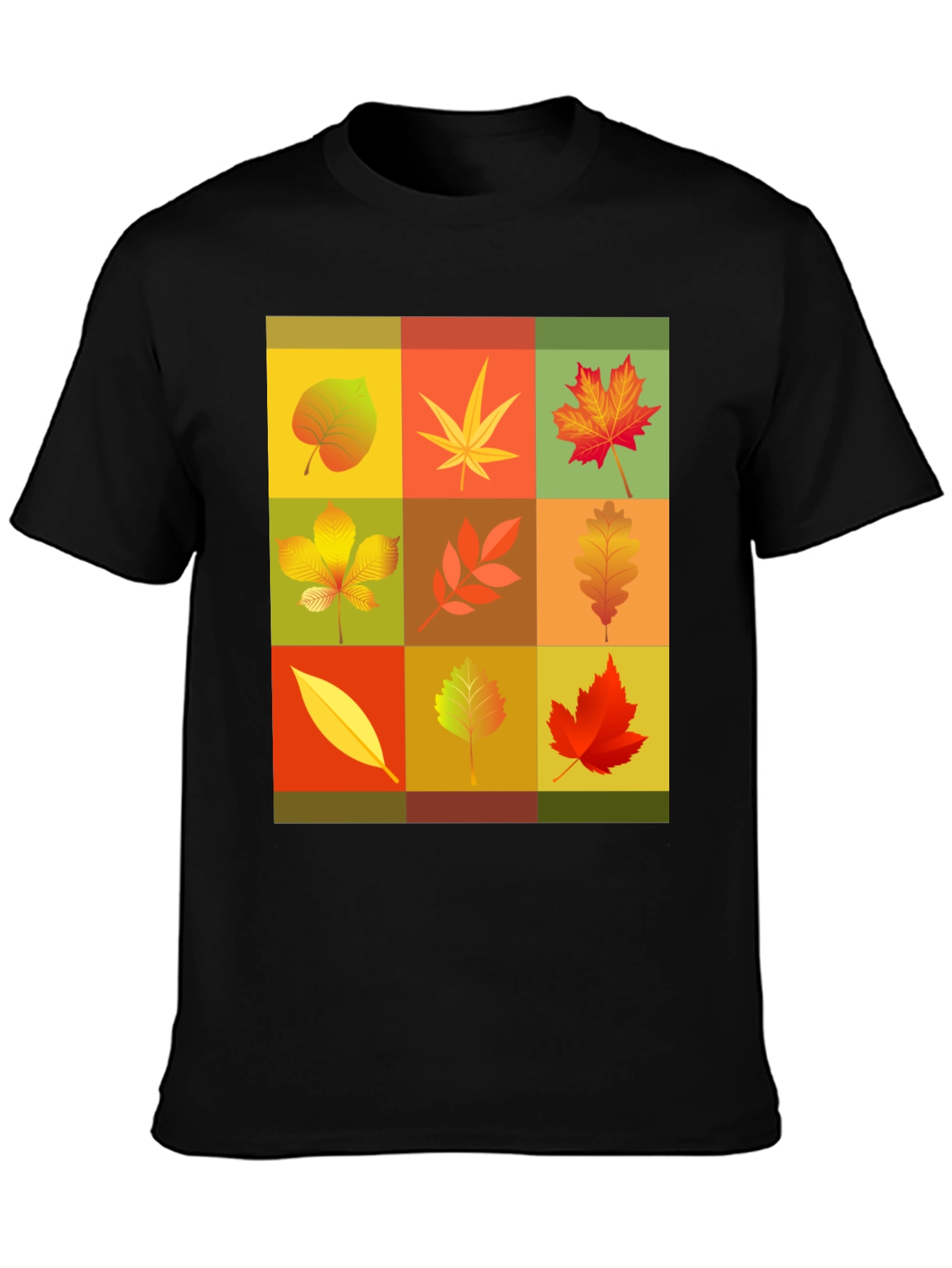 Autumn Leaves Graphic Tee - Black Unisex T-Shirt