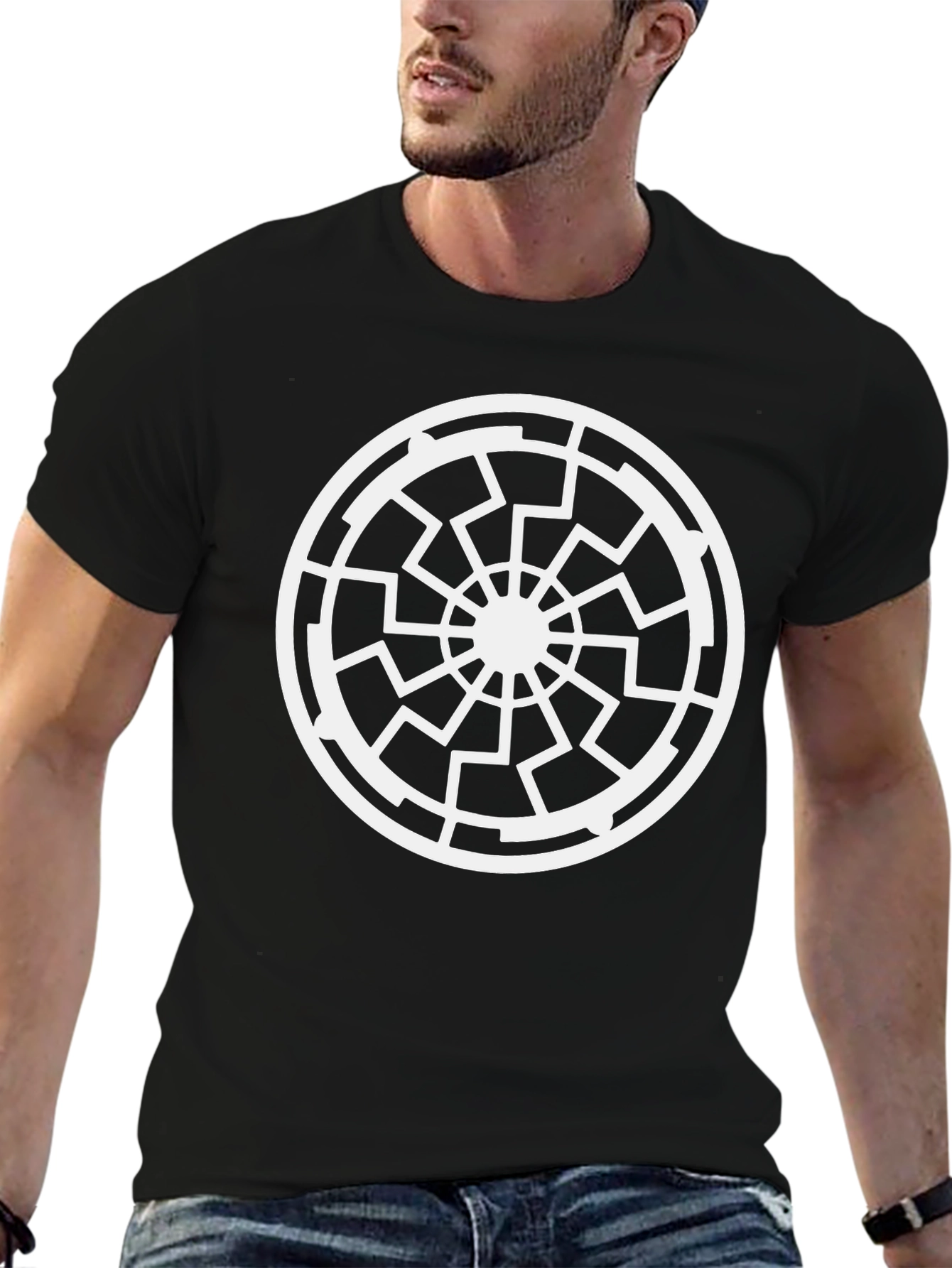 Black Sun Symbol T-Shirt - Modern Graphic Design