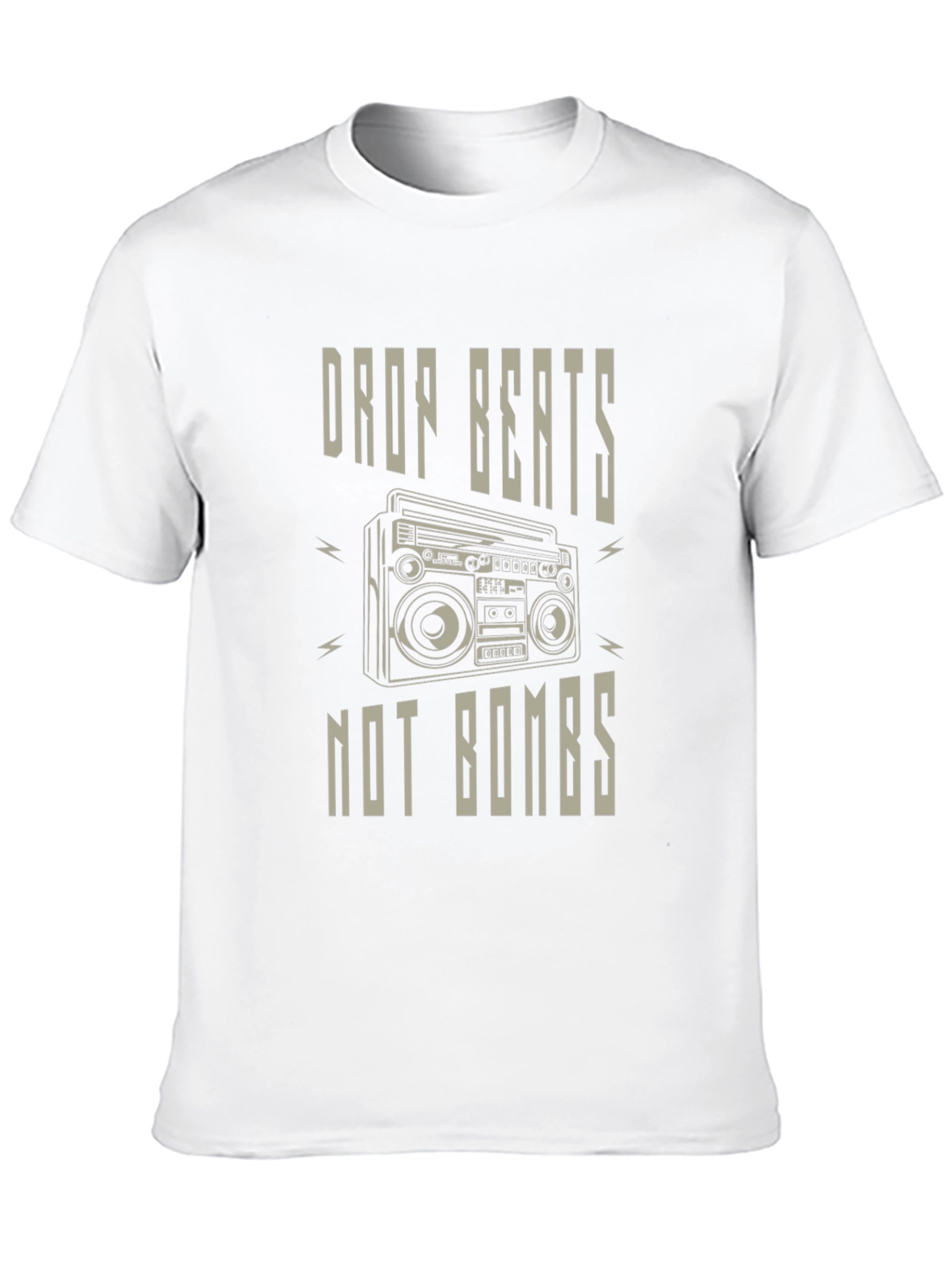 Drop Beats Not Bombs T-Shirt - Classic Boombox Design