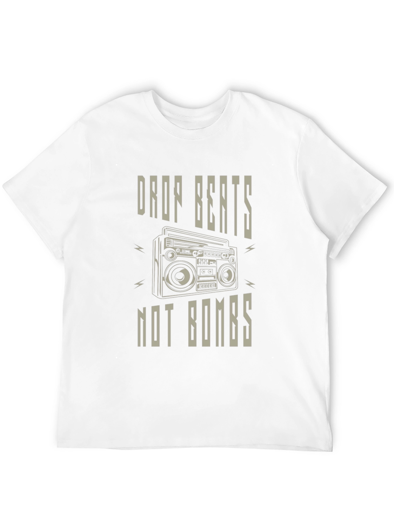 Drop Beats Not Bombs T-Shirt - Classic Boombox Design