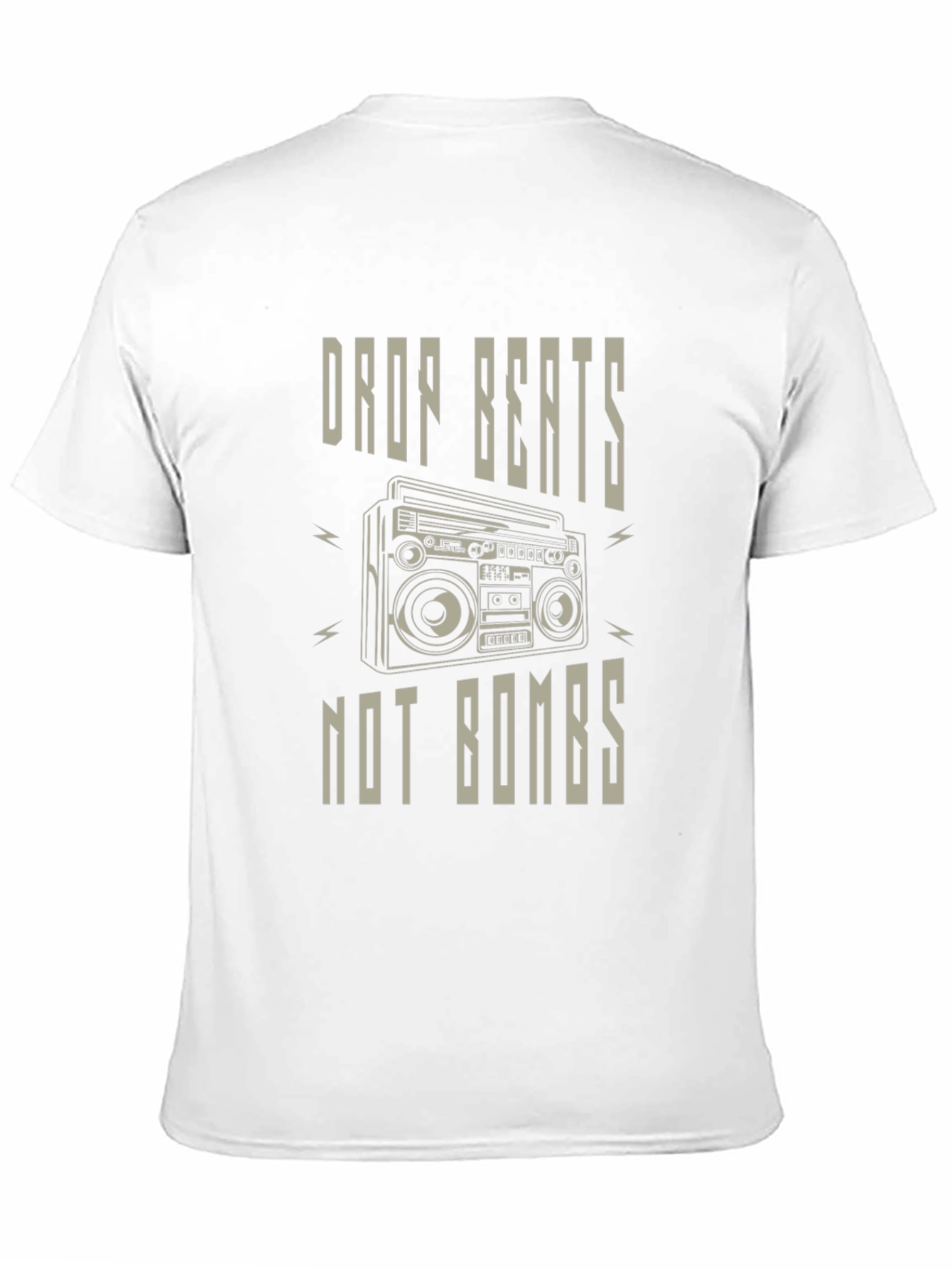 Drop Beats Not Bombs T-Shirt - Classic Boombox Design