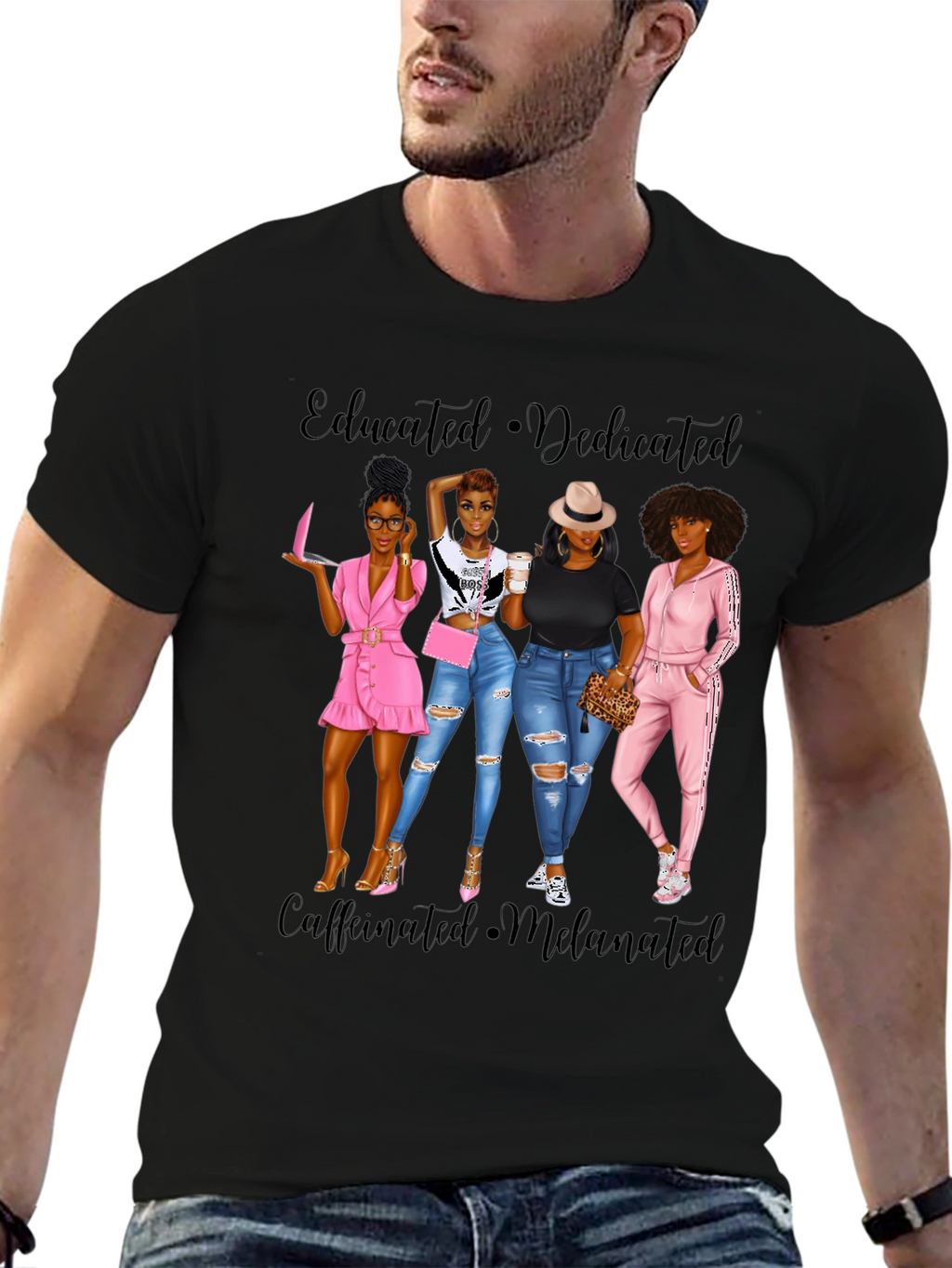 Educated Dedicated Melanin Womens T-Shirt