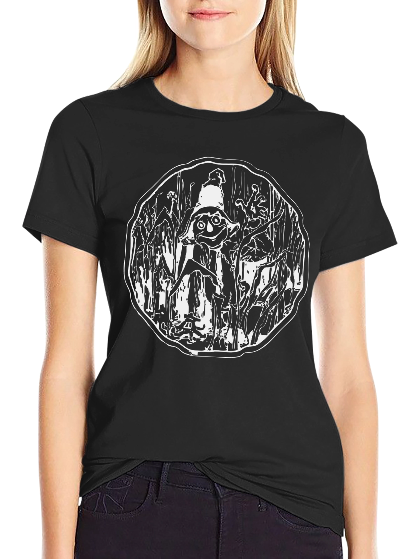 Scarecrow Graphic Tee - Black Cotton Blend