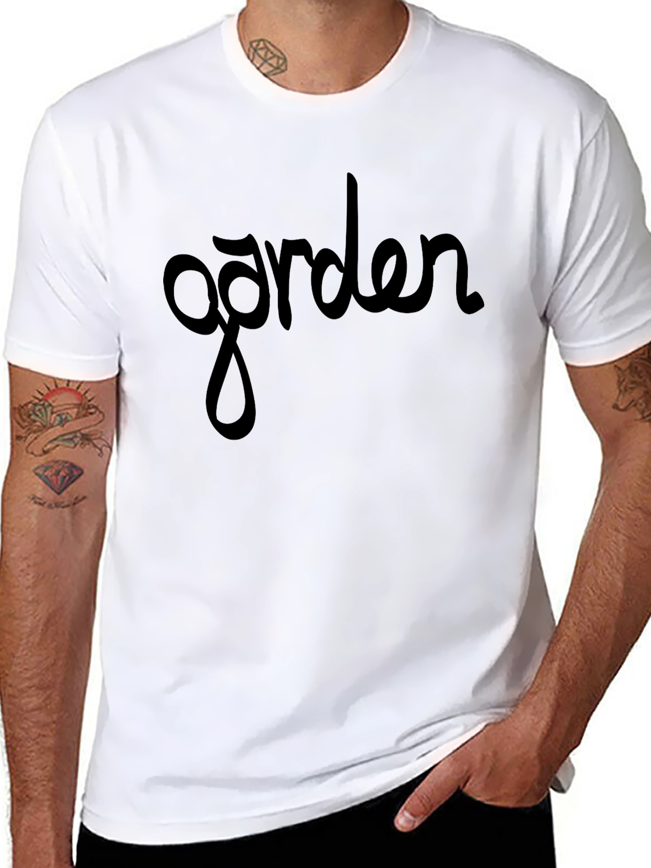 Garden Script Tee - Stylish Black Cotton T-Shirt