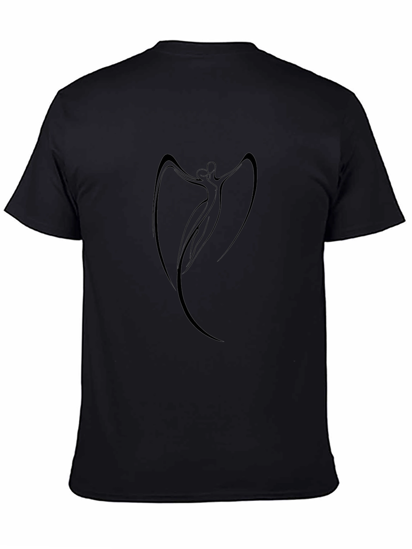 Elegant Black T-Shirt with Abstract Dancer Design