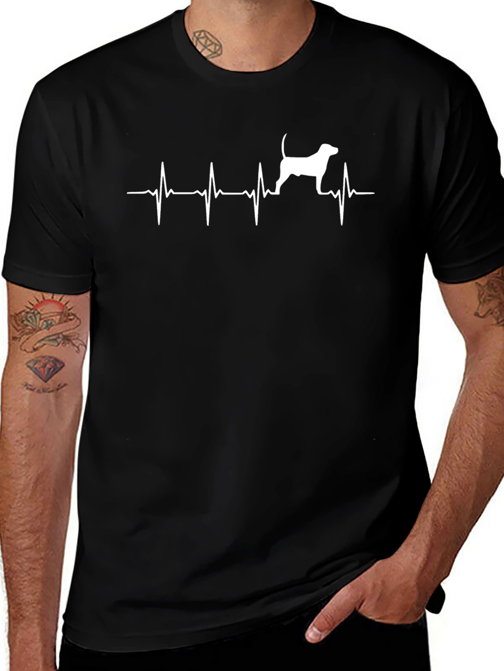 Dog Heartbeat T-Shirt - Black Graphic Tee