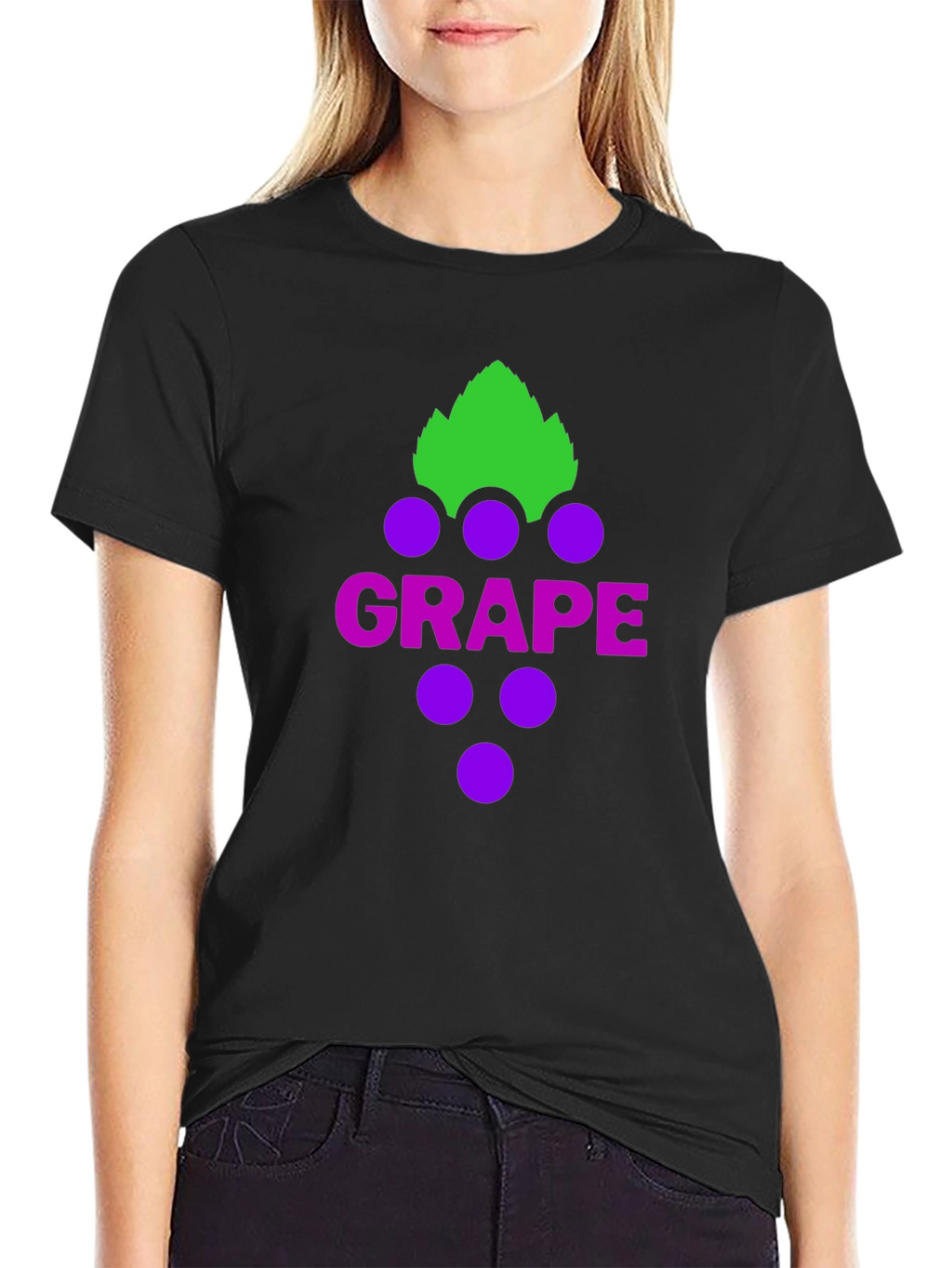 Grape Graphic Tee - Casual Black T-Shirt