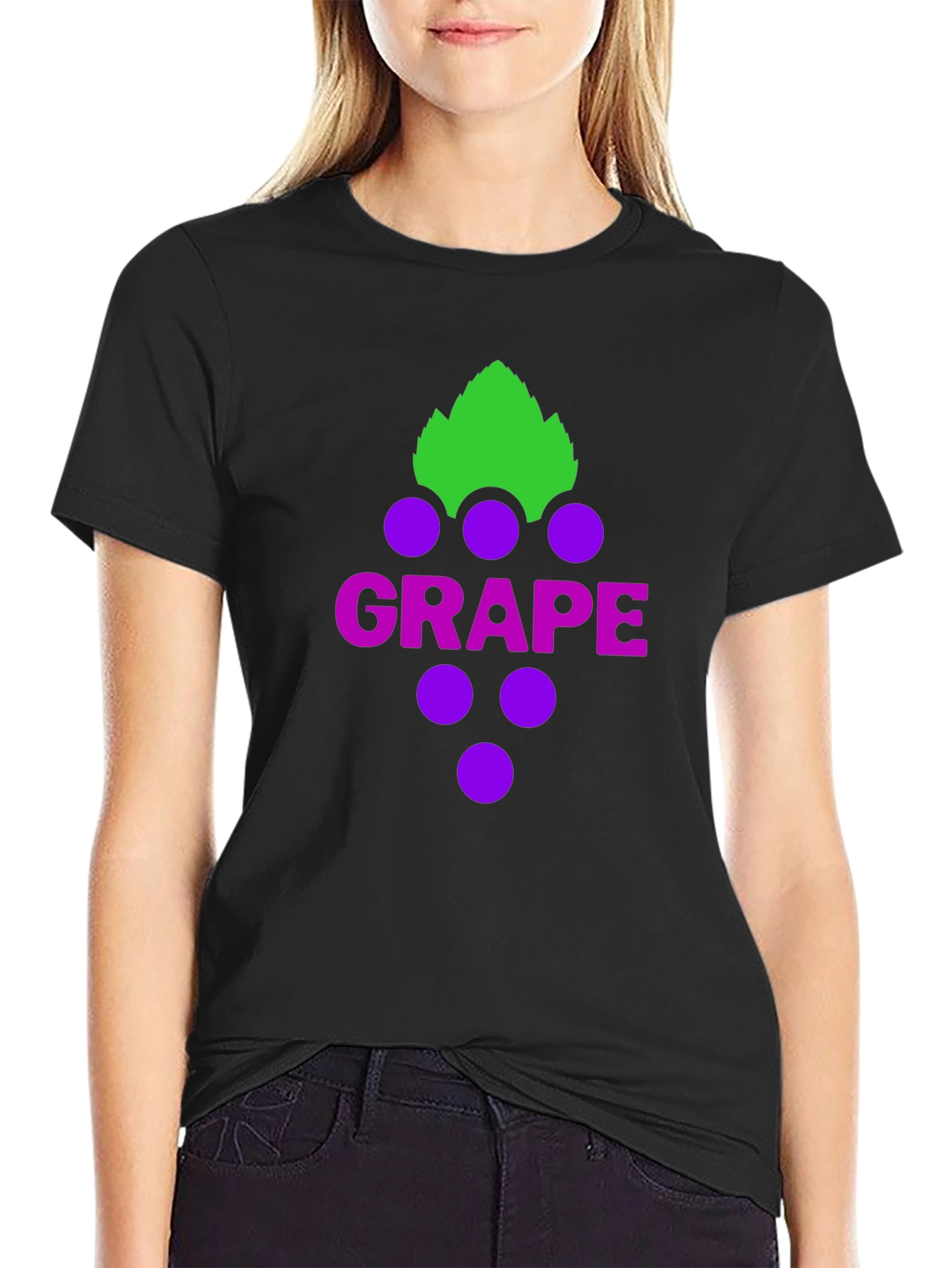 Grape Graphic Tee - Casual Black T-Shirt
