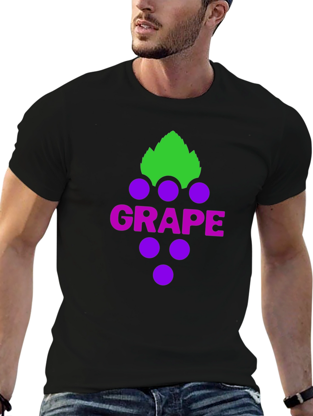 Grape Graphic Tee - Casual Black T-Shirt