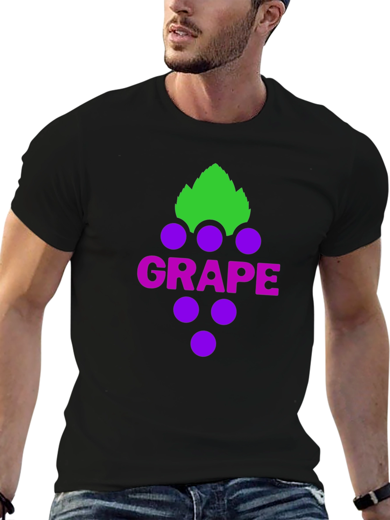 Grape Graphic Tee - Casual Black T-Shirt