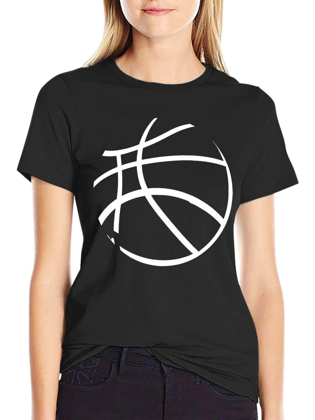 Basketball Graphic Tee - Black Cotton Blend