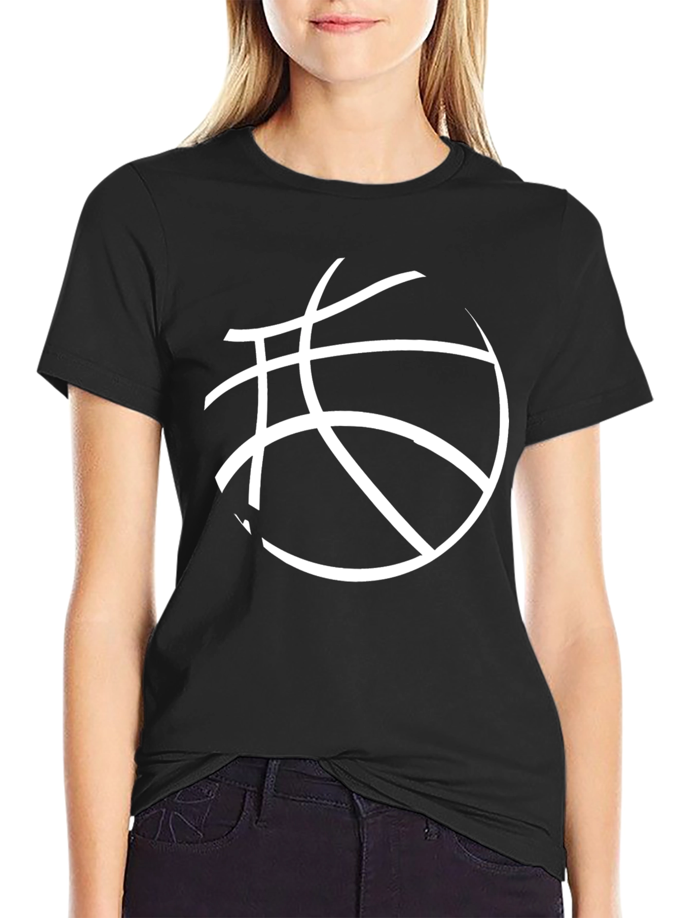 Basketball Graphic Tee - Black Cotton Blend