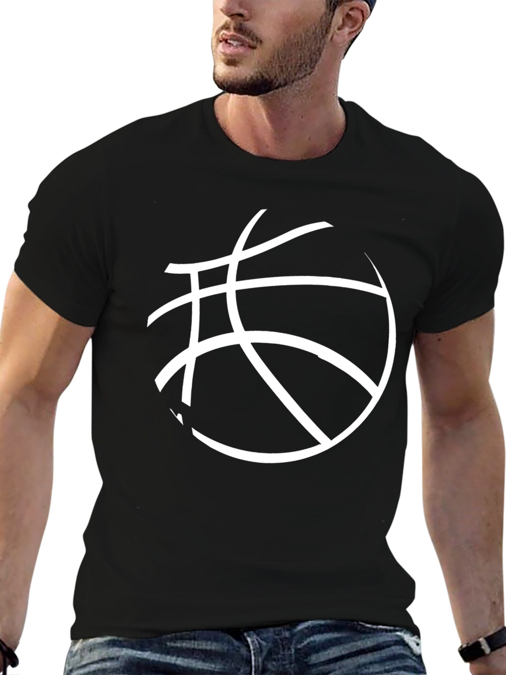 Basketball Graphic Tee - Black Cotton Blend
