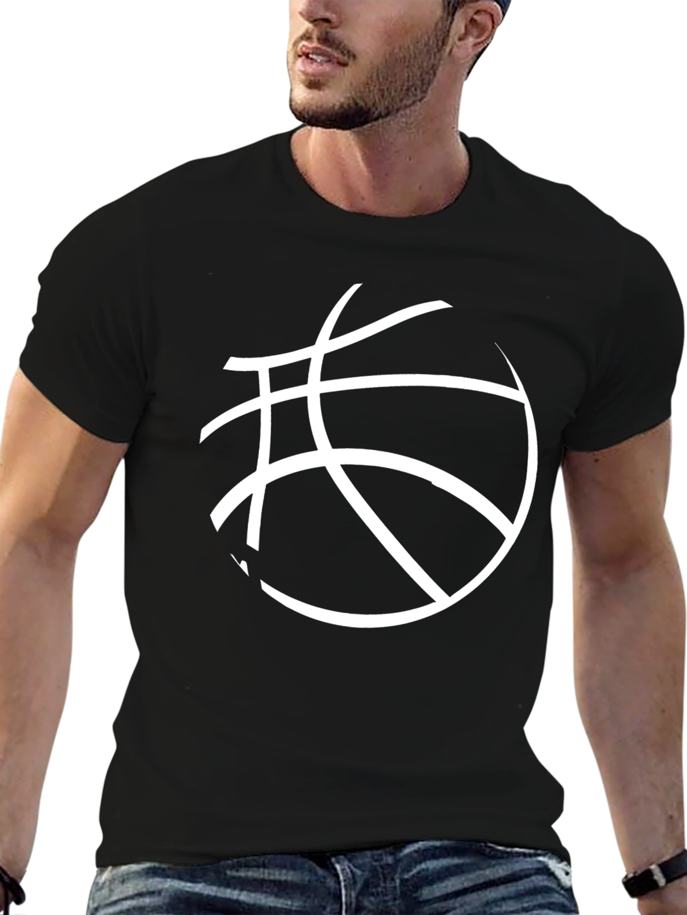 Basketball Graphic Tee - Black Cotton Blend