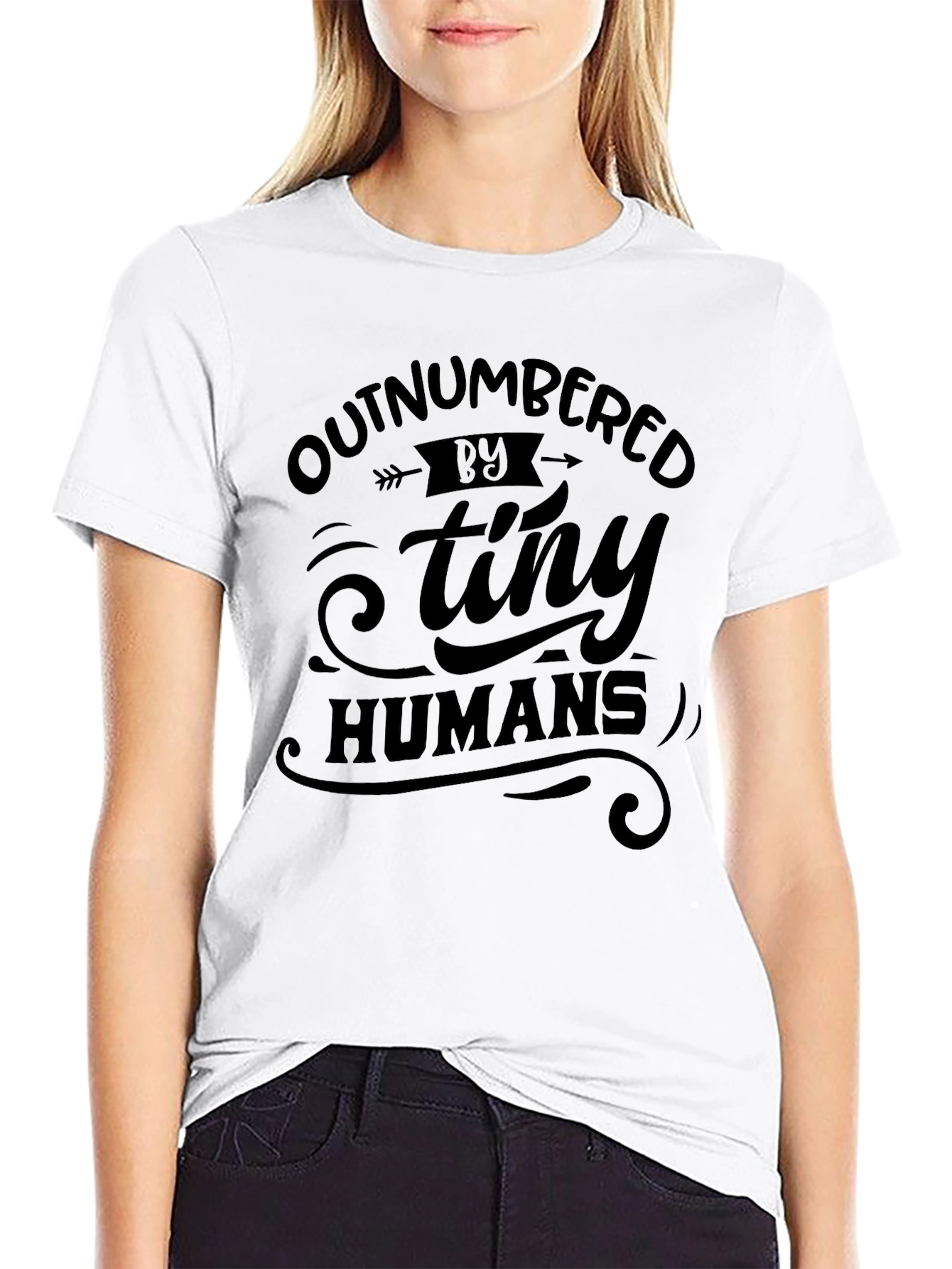 Outnumbered by Tiny Humans Graphic Tee - Black