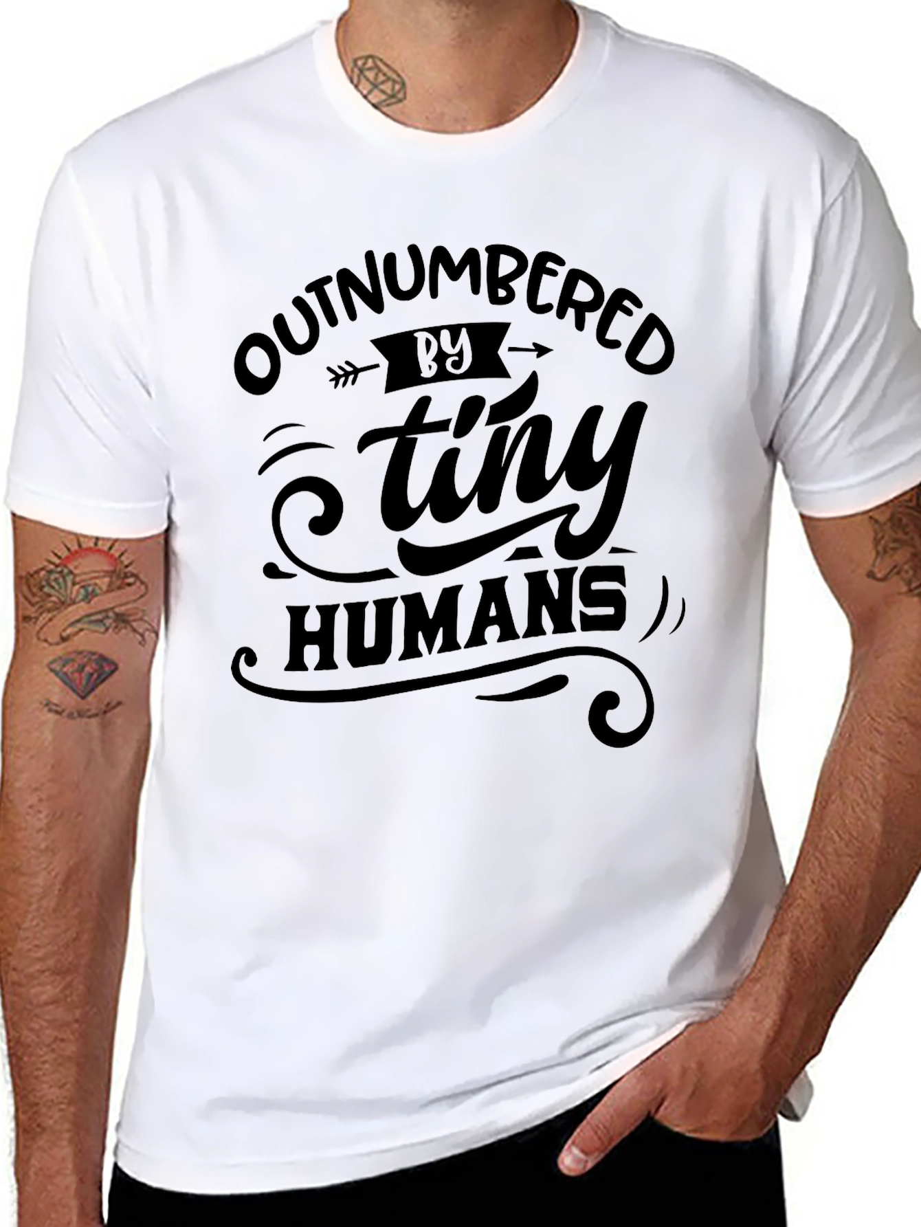 Outnumbered by Tiny Humans Graphic Tee - Black