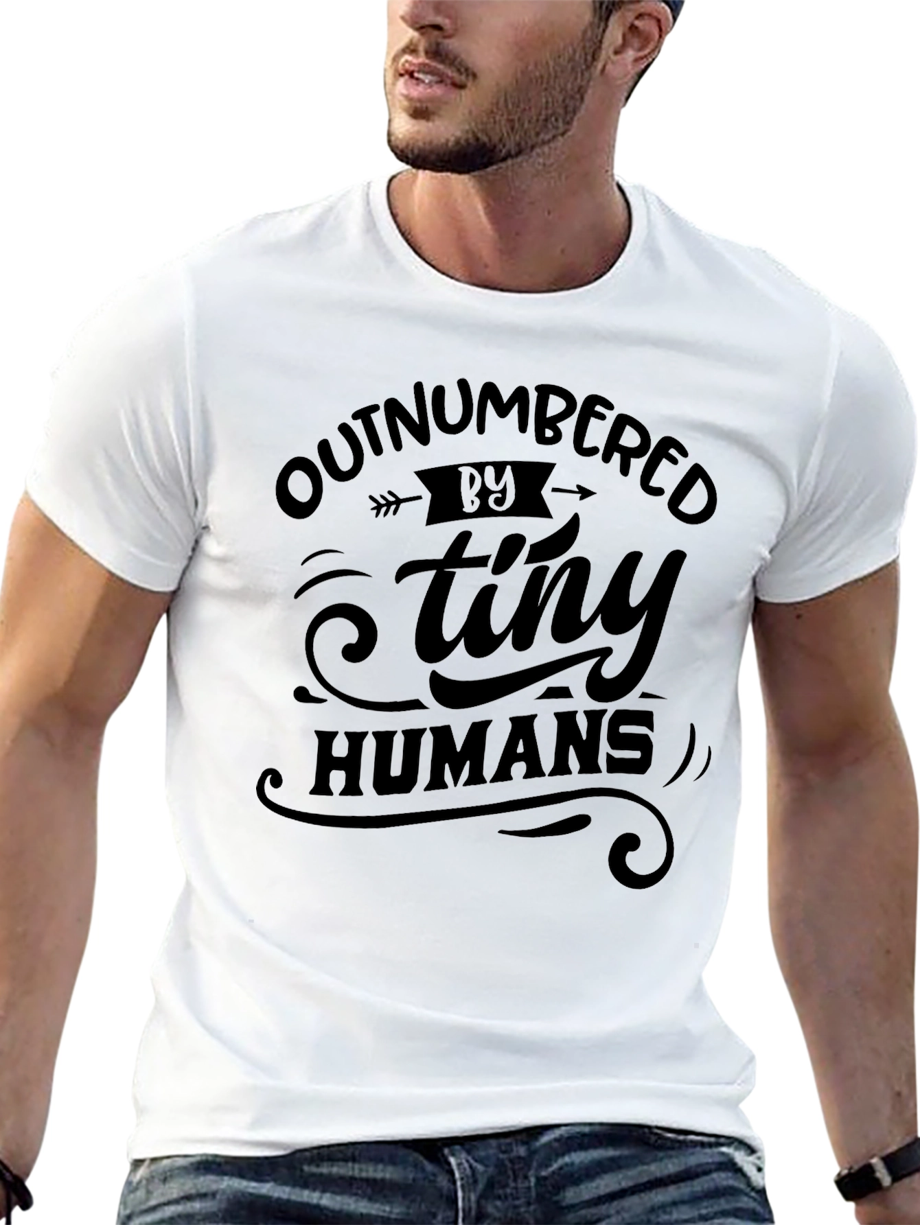 Outnumbered by Tiny Humans Graphic Tee - Black