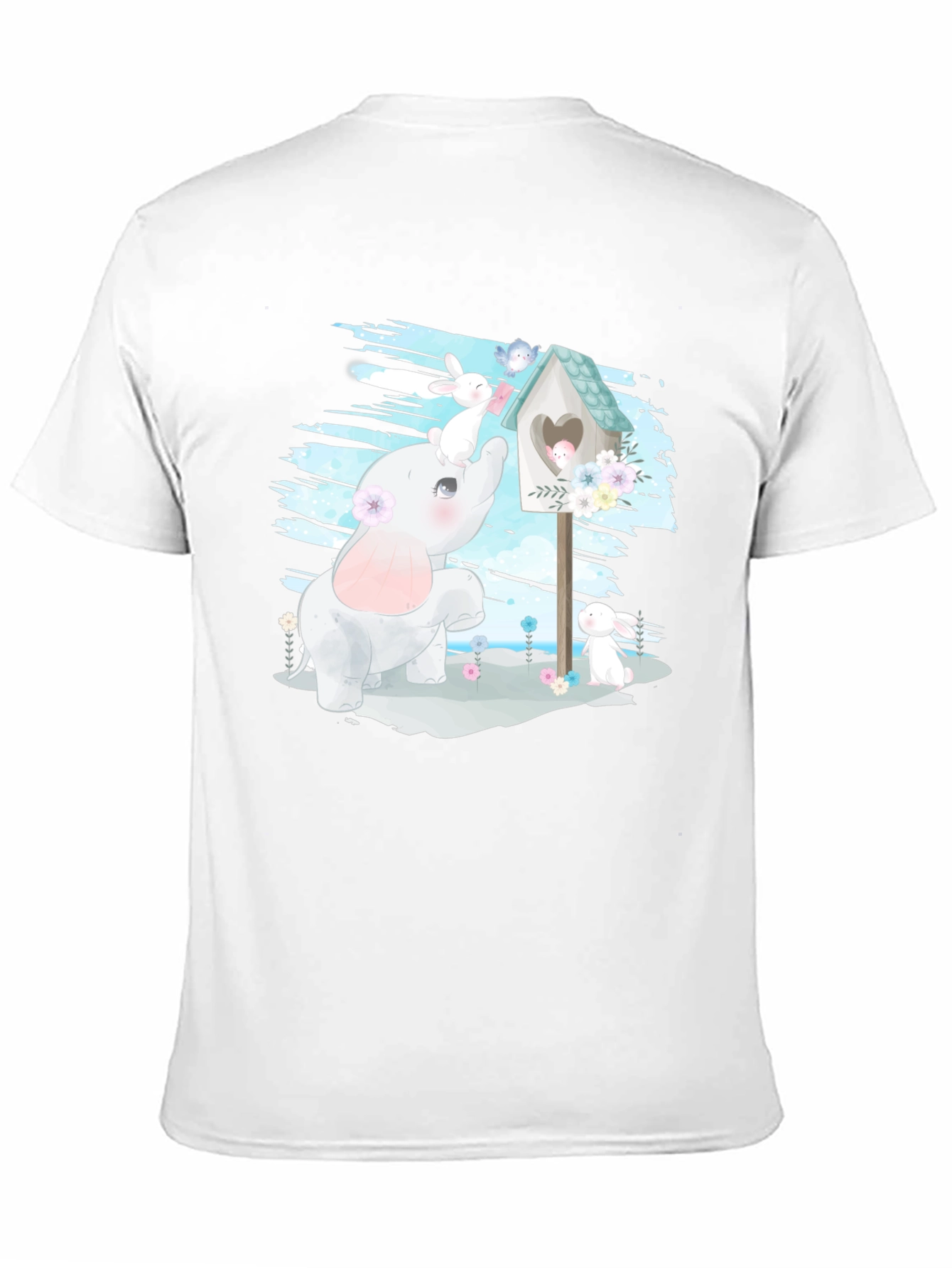 Cute Elephant and Bunny Graphic T-Shirt