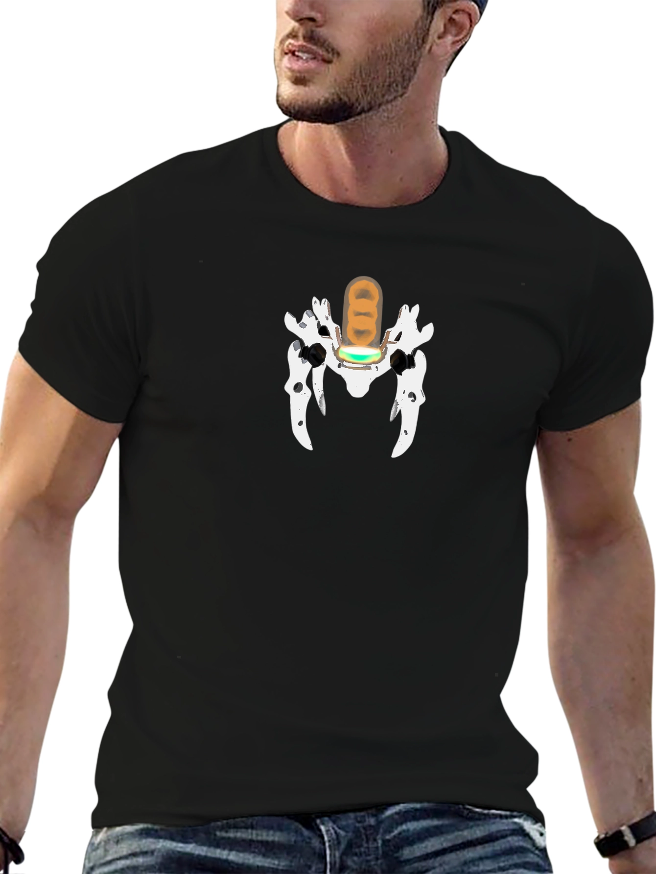 Unique Graphic Print T-Shirt - Black