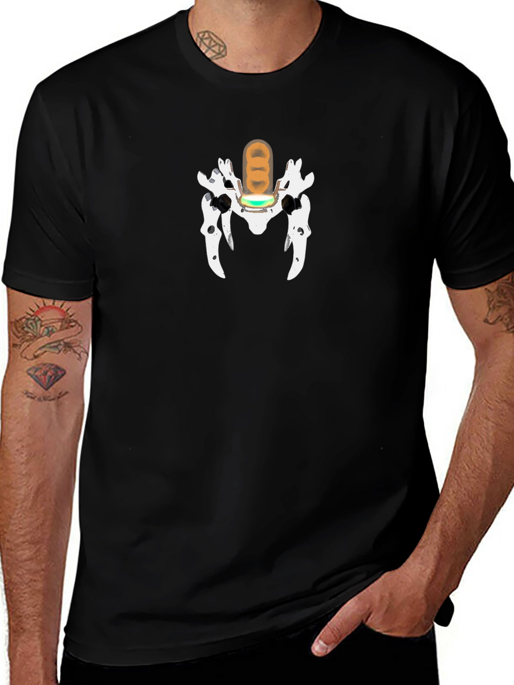 Unique Graphic Print T-Shirt - Black