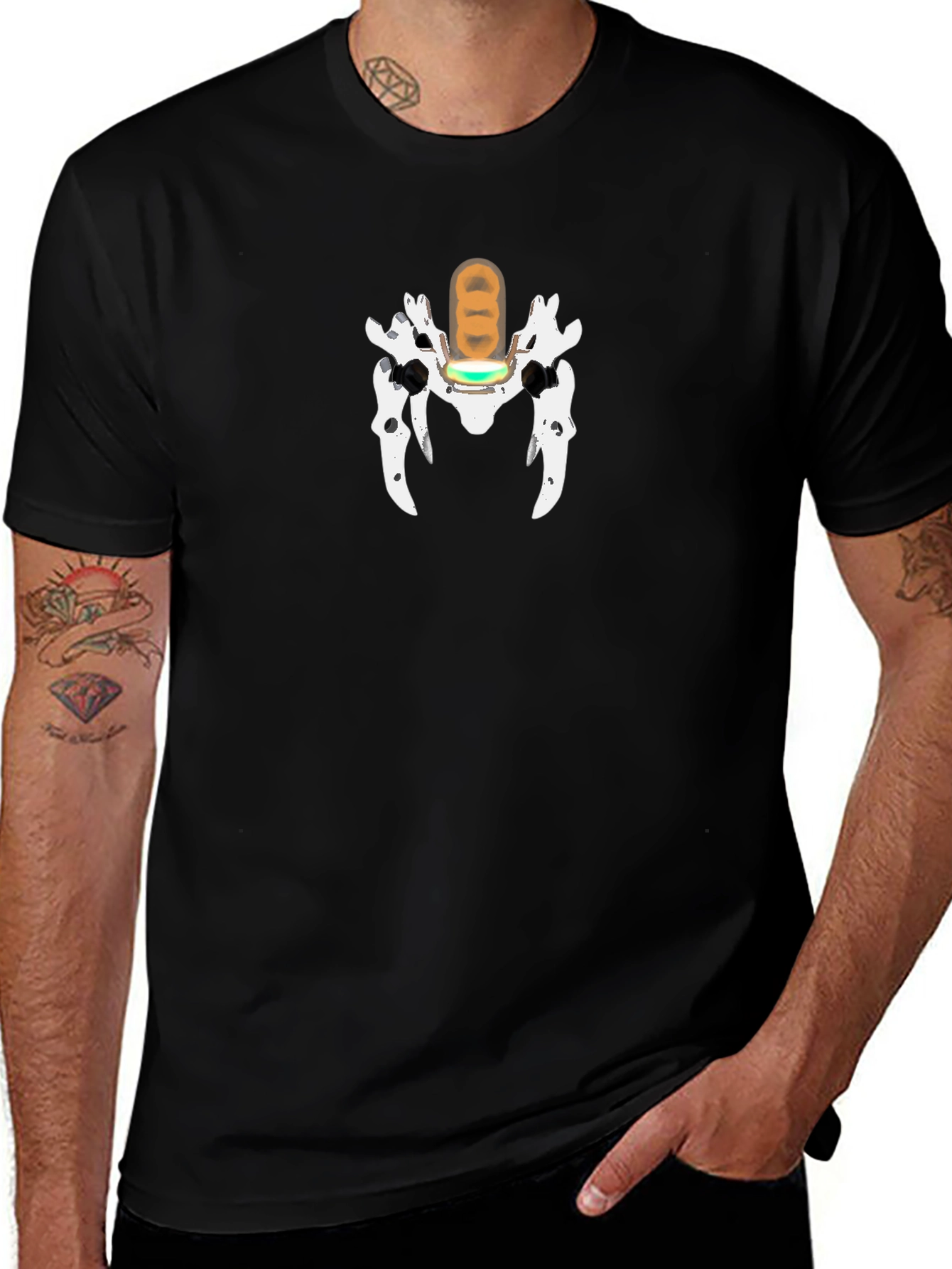 Unique Graphic Print T-Shirt - Black