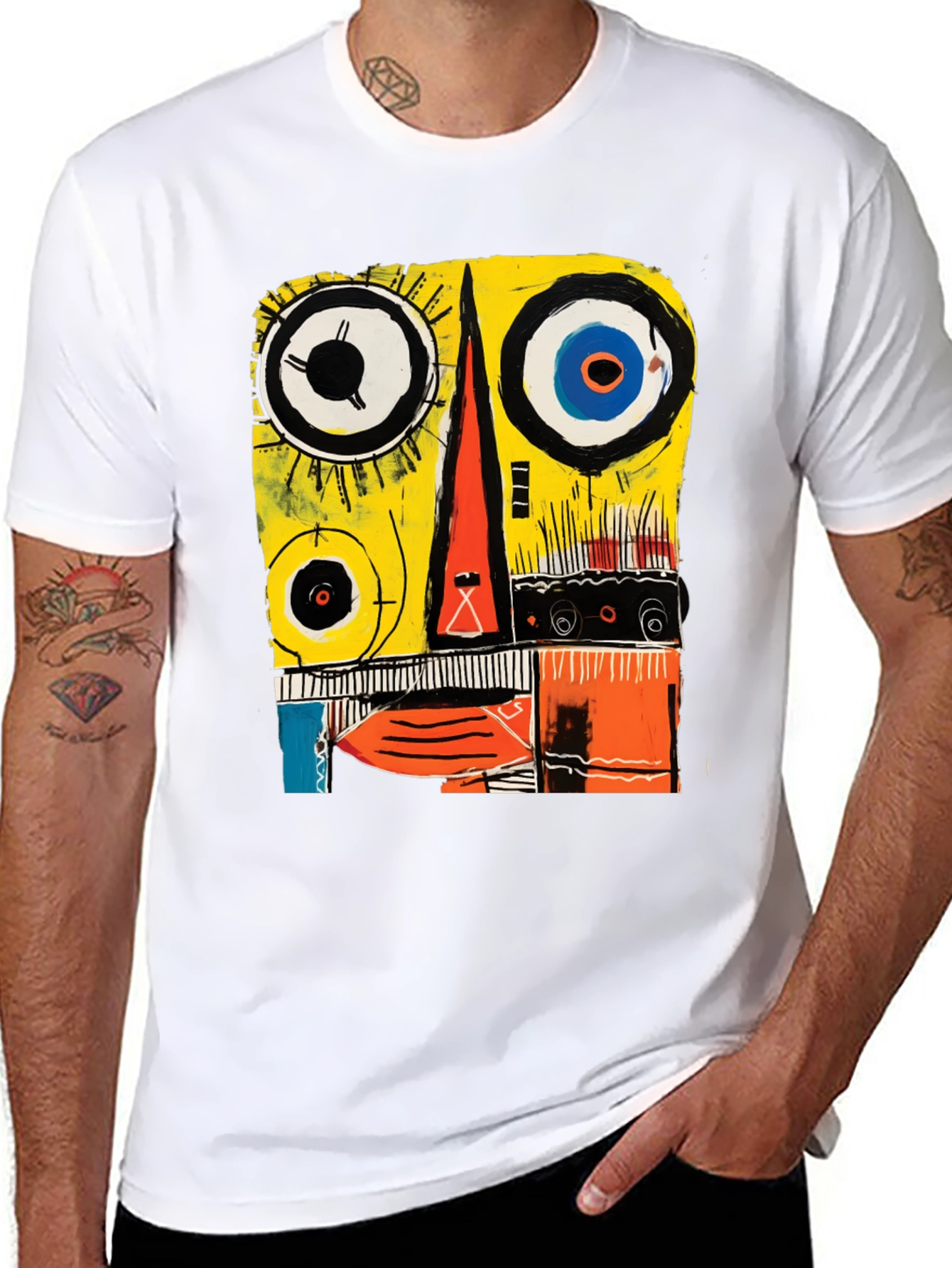 Abstract Face Graphic Tee - Modern Art T-Shirt