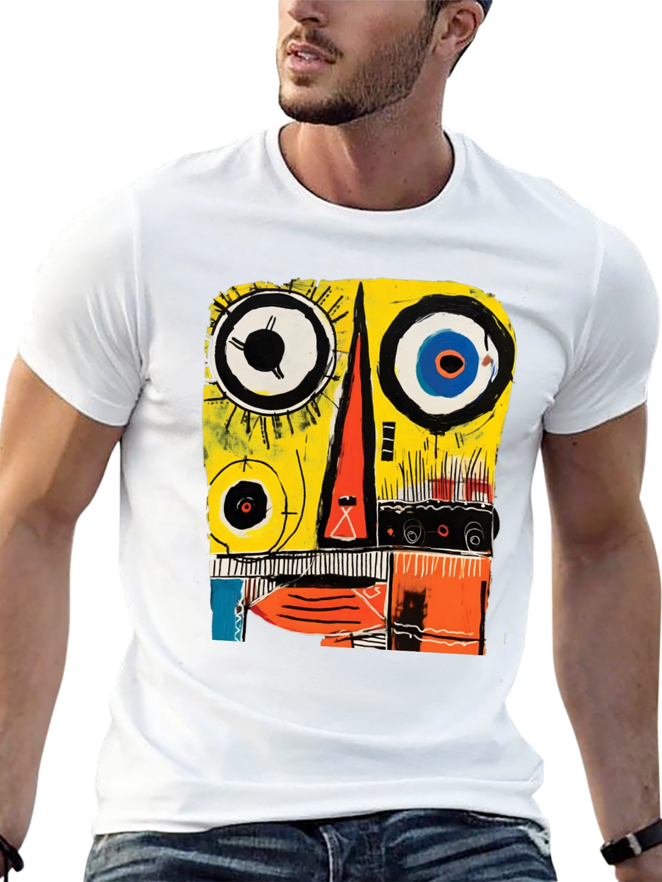Abstract Face Graphic Tee - Modern Art T-Shirt