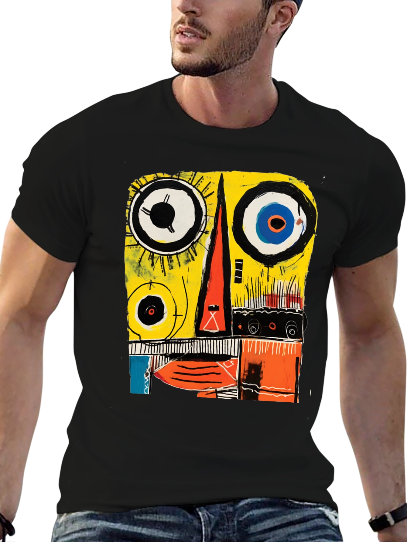 Abstract Face Graphic Tee - Modern Art T-Shirt
