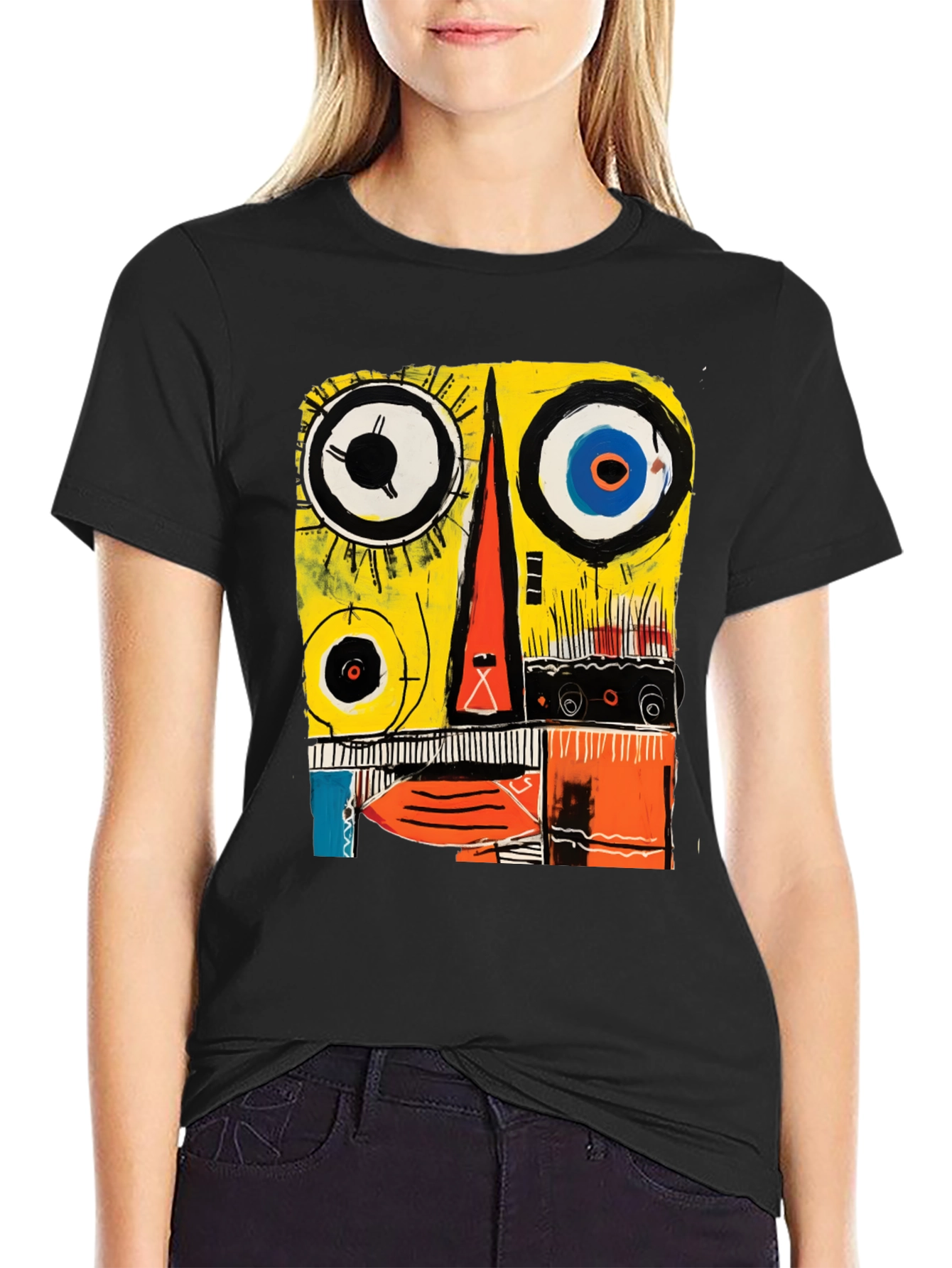 Abstract Face Graphic Tee - Modern Art T-Shirt