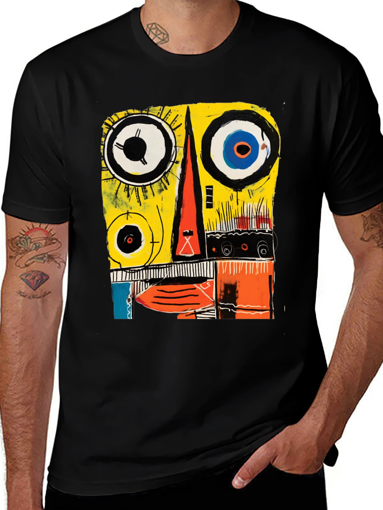 Abstract Face Graphic Tee - Modern Art T-Shirt