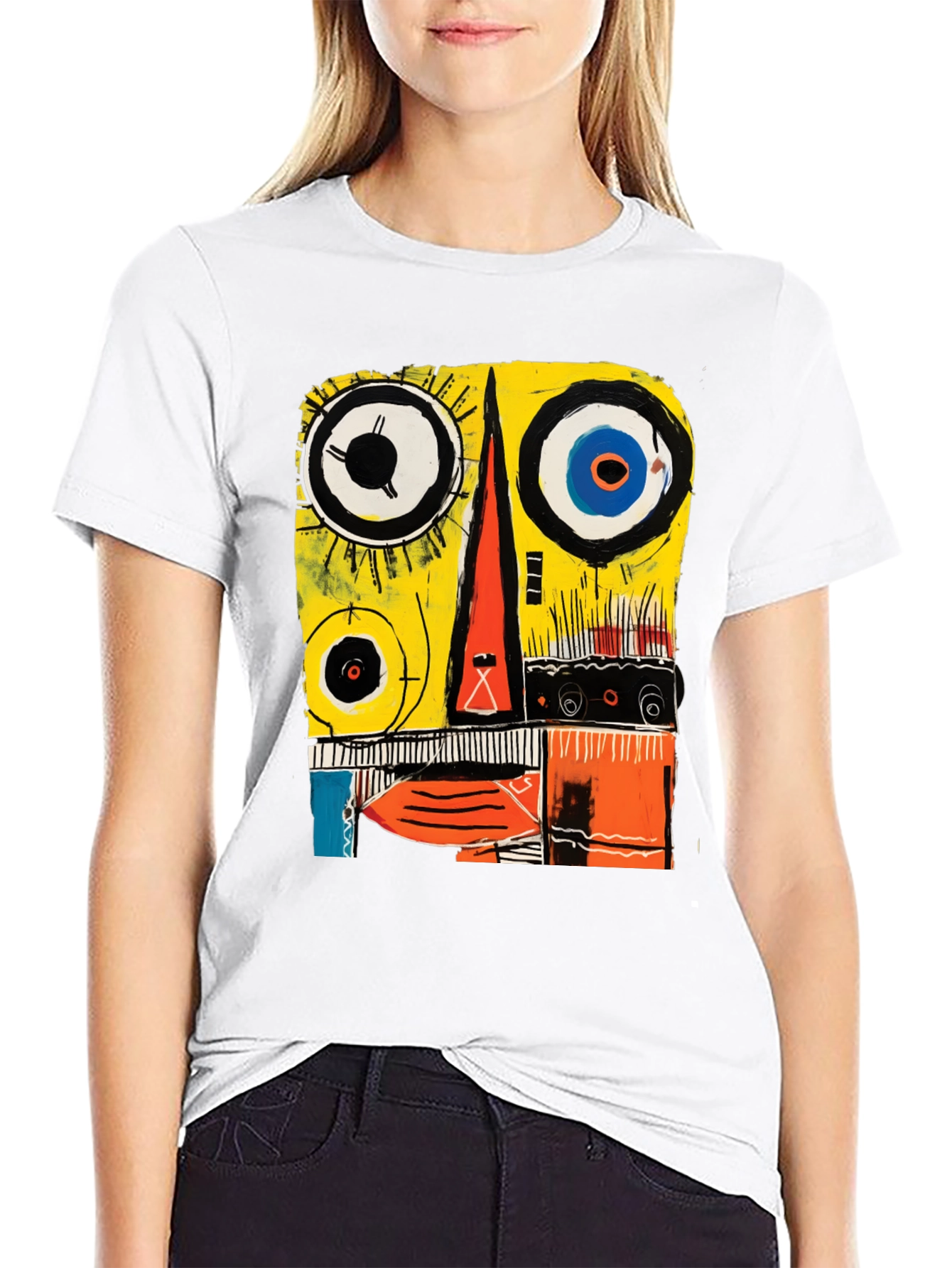 Abstract Face Graphic Tee - Modern Art T-Shirt