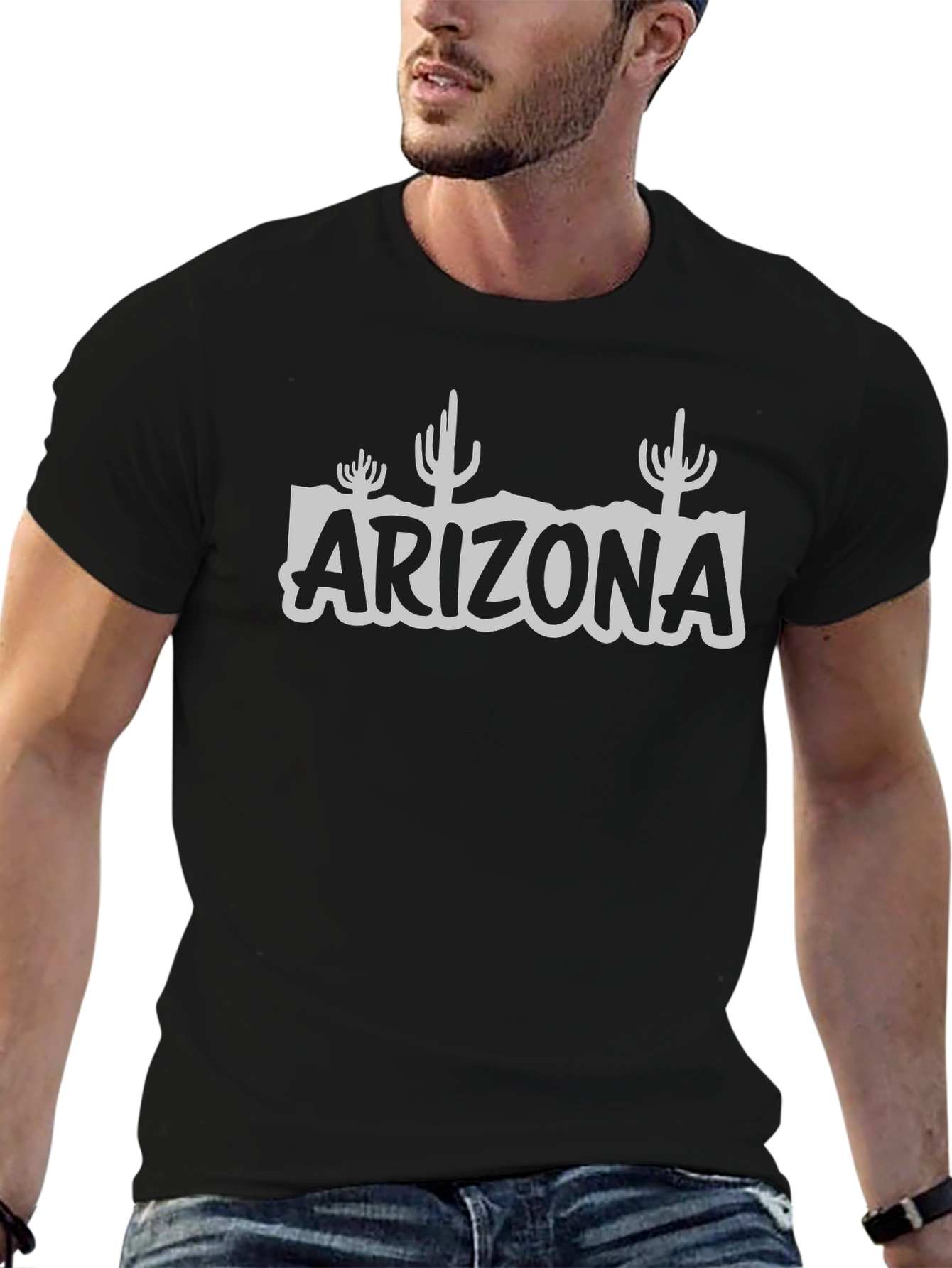 Arizona Cactus Graphic T-Shirt - Black Cotton Tee
