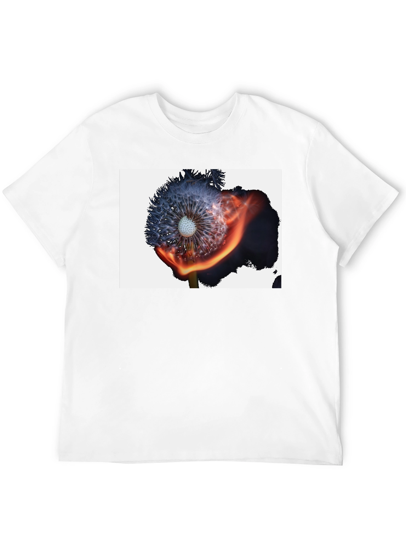 Burning Dandelion Graphic Tee - Cool Black T-Shirt