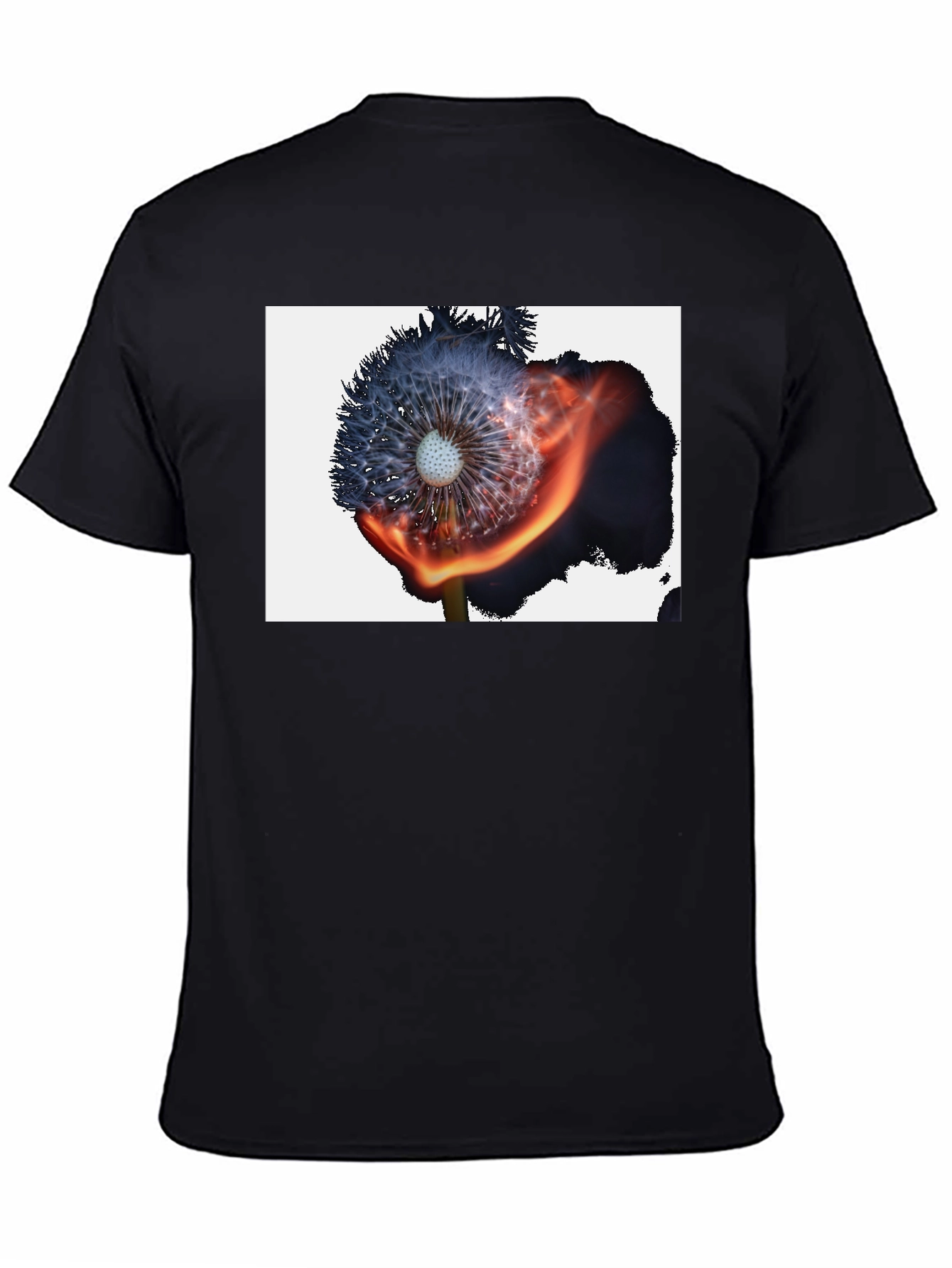 Burning Dandelion Graphic Tee - Cool Black T-Shirt