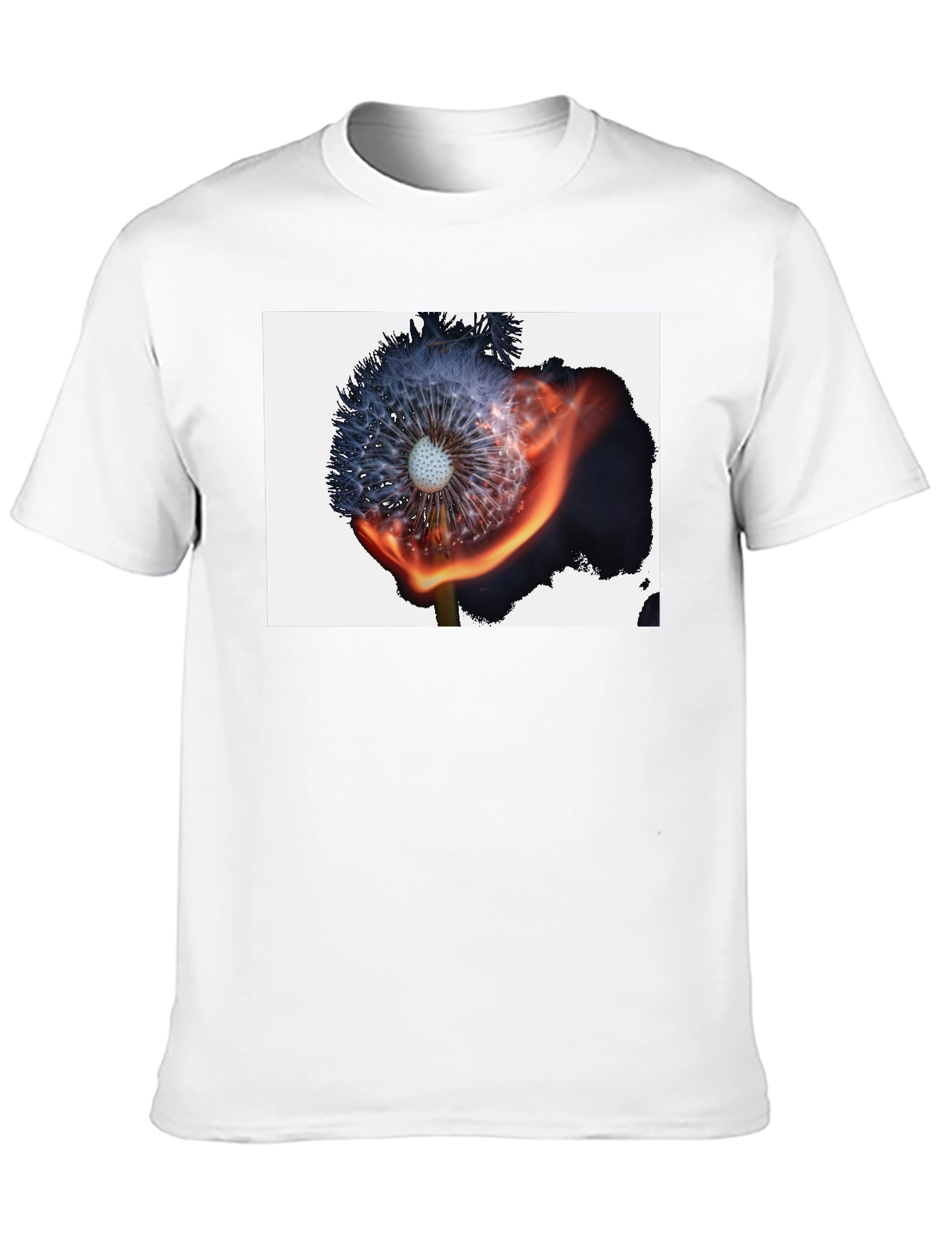 Burning Dandelion Graphic Tee - Cool Black T-Shirt