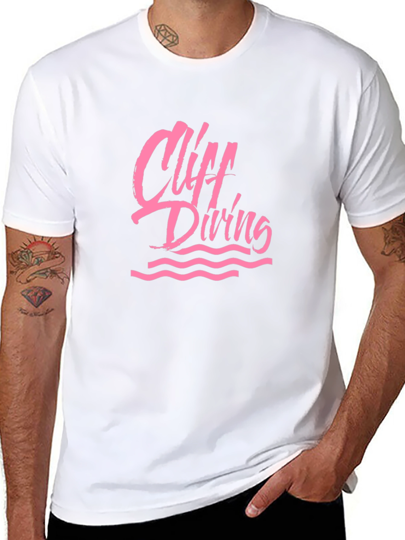 Cliff Diving Graphic Tee - Black Cotton T-Shirt