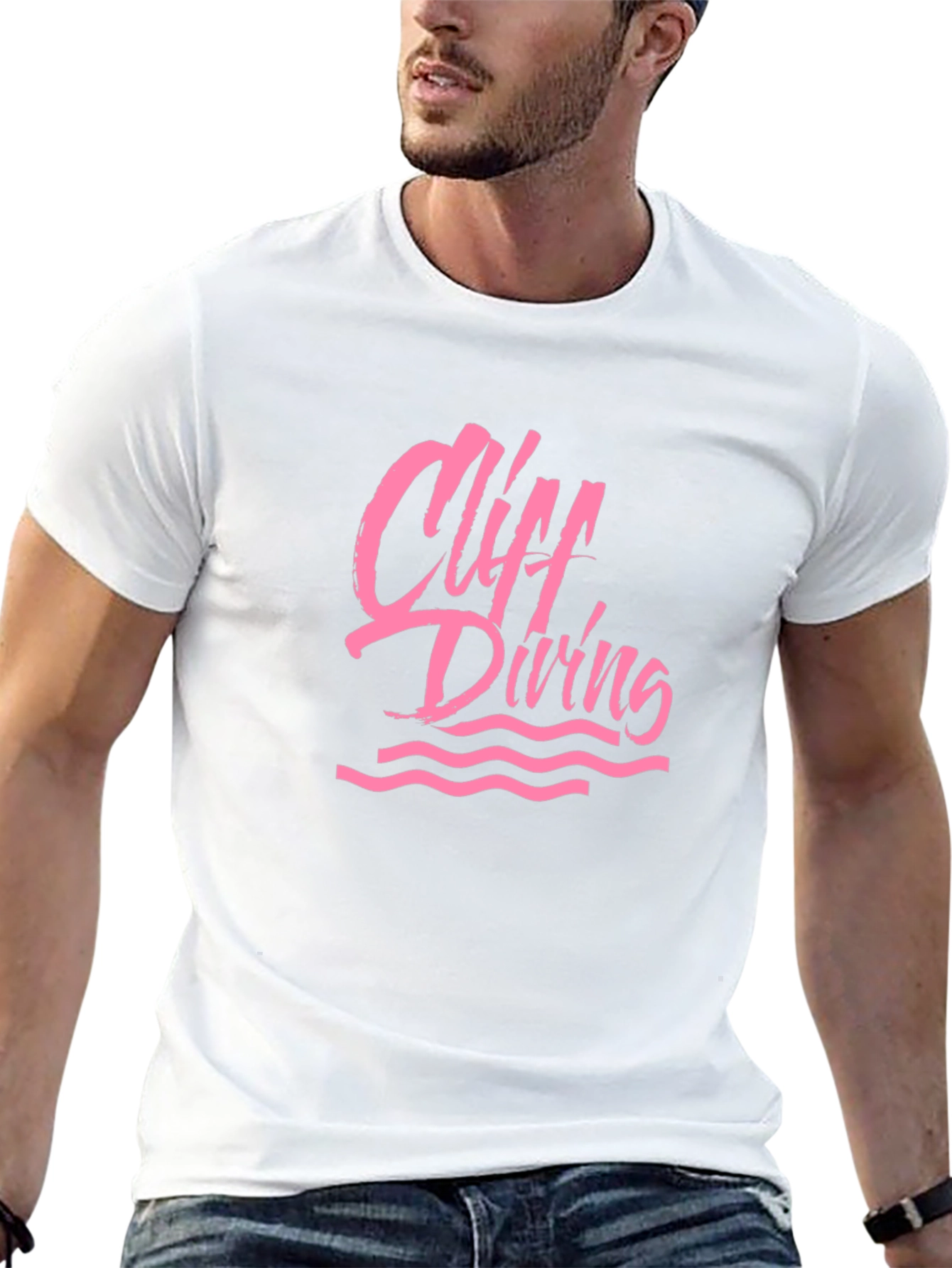 Cliff Diving Graphic Tee - Black Cotton T-Shirt