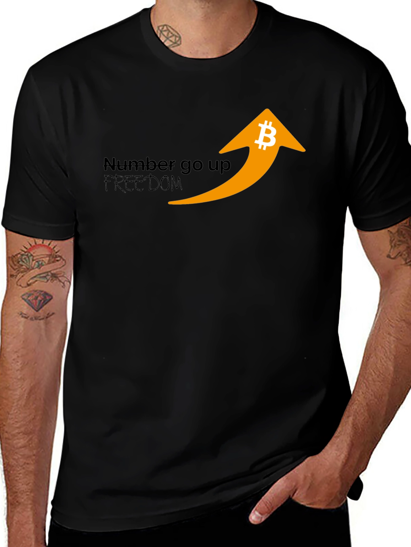 Bitcoin Number Go Up Graphic Tee - Crypto Freedom Shirt