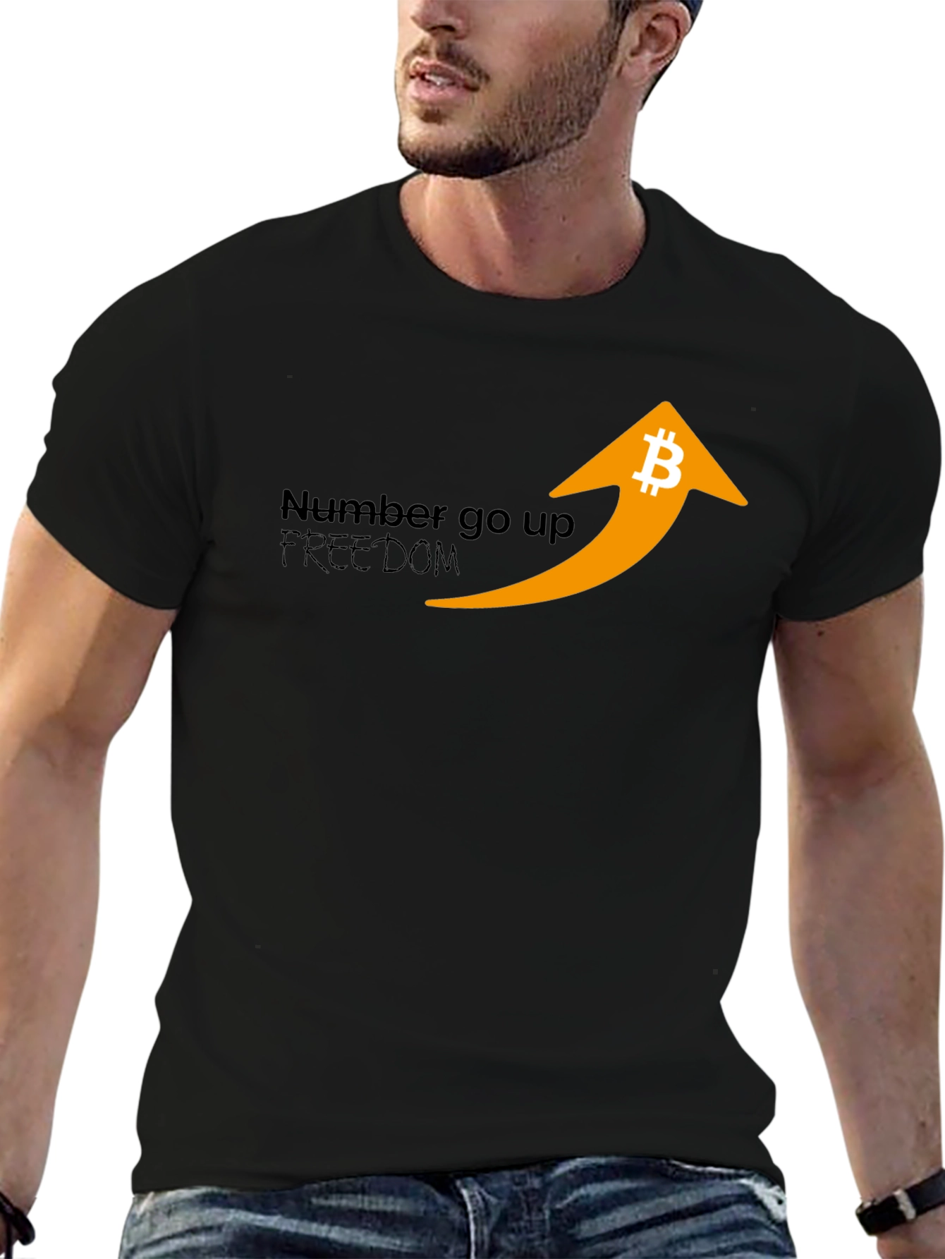 Bitcoin Number Go Up Graphic Tee - Crypto Freedom Shirt