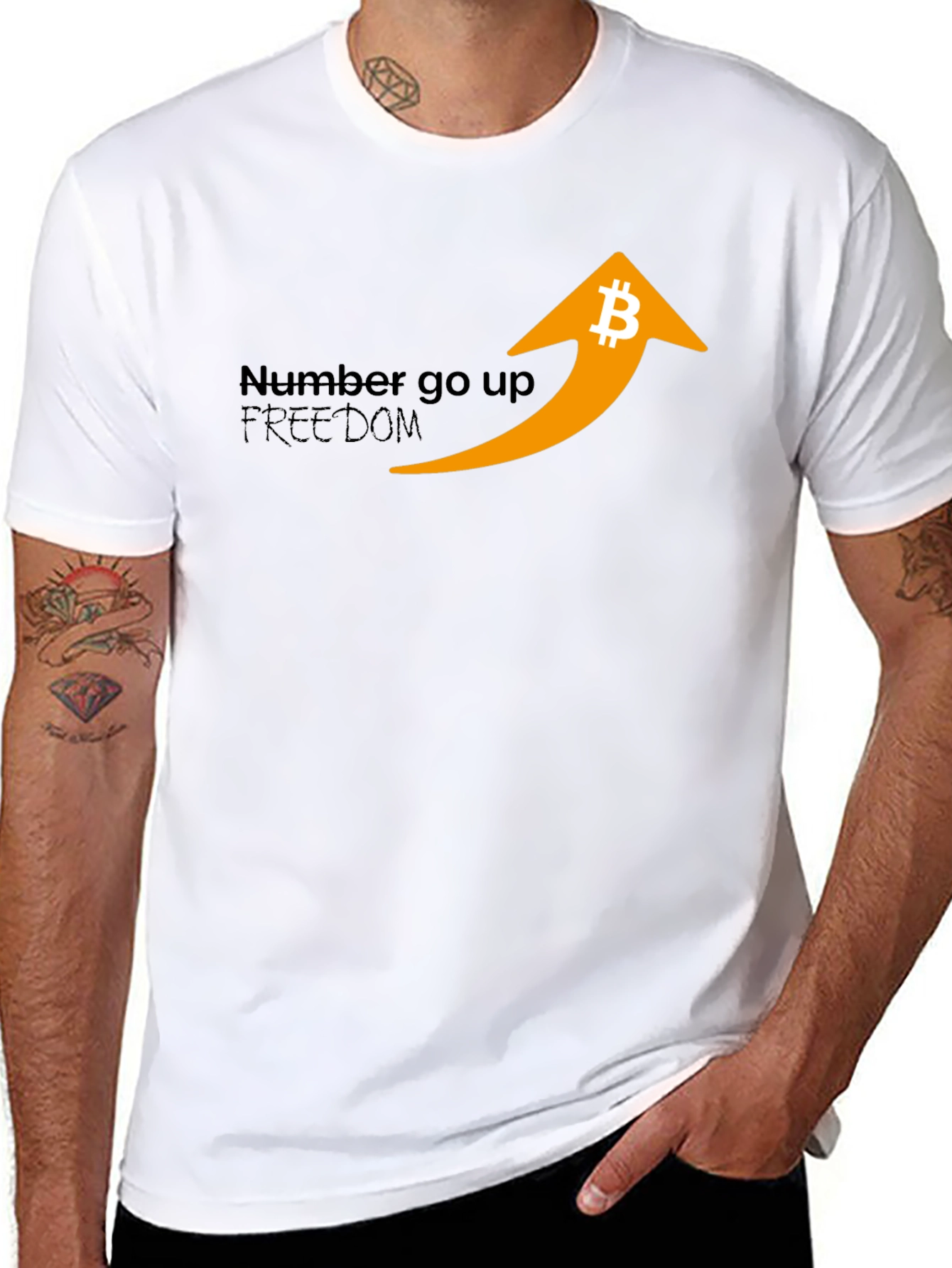 Bitcoin Number Go Up Graphic Tee - Crypto Freedom Shirt