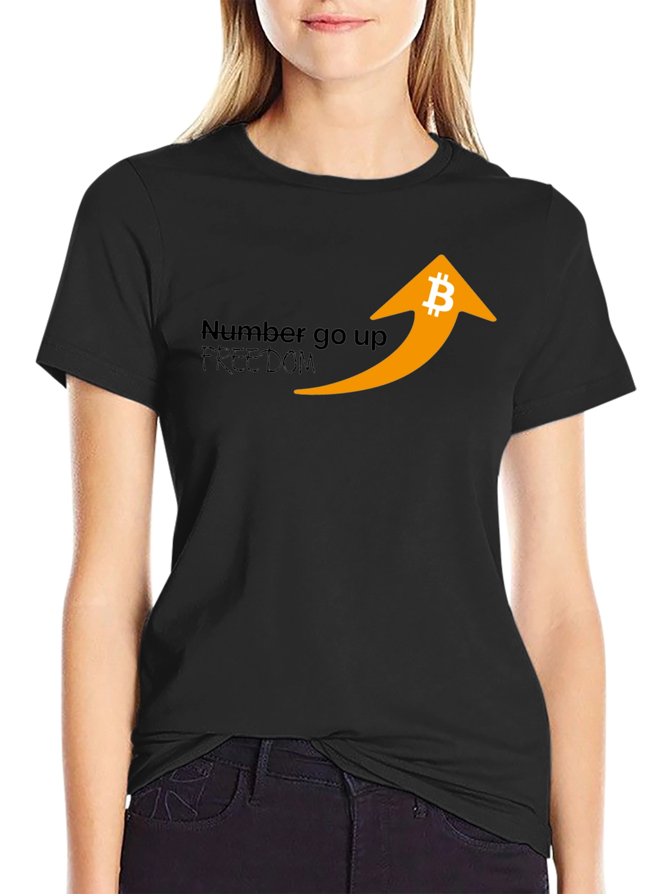 Bitcoin Number Go Up Graphic Tee - Crypto Freedom Shirt