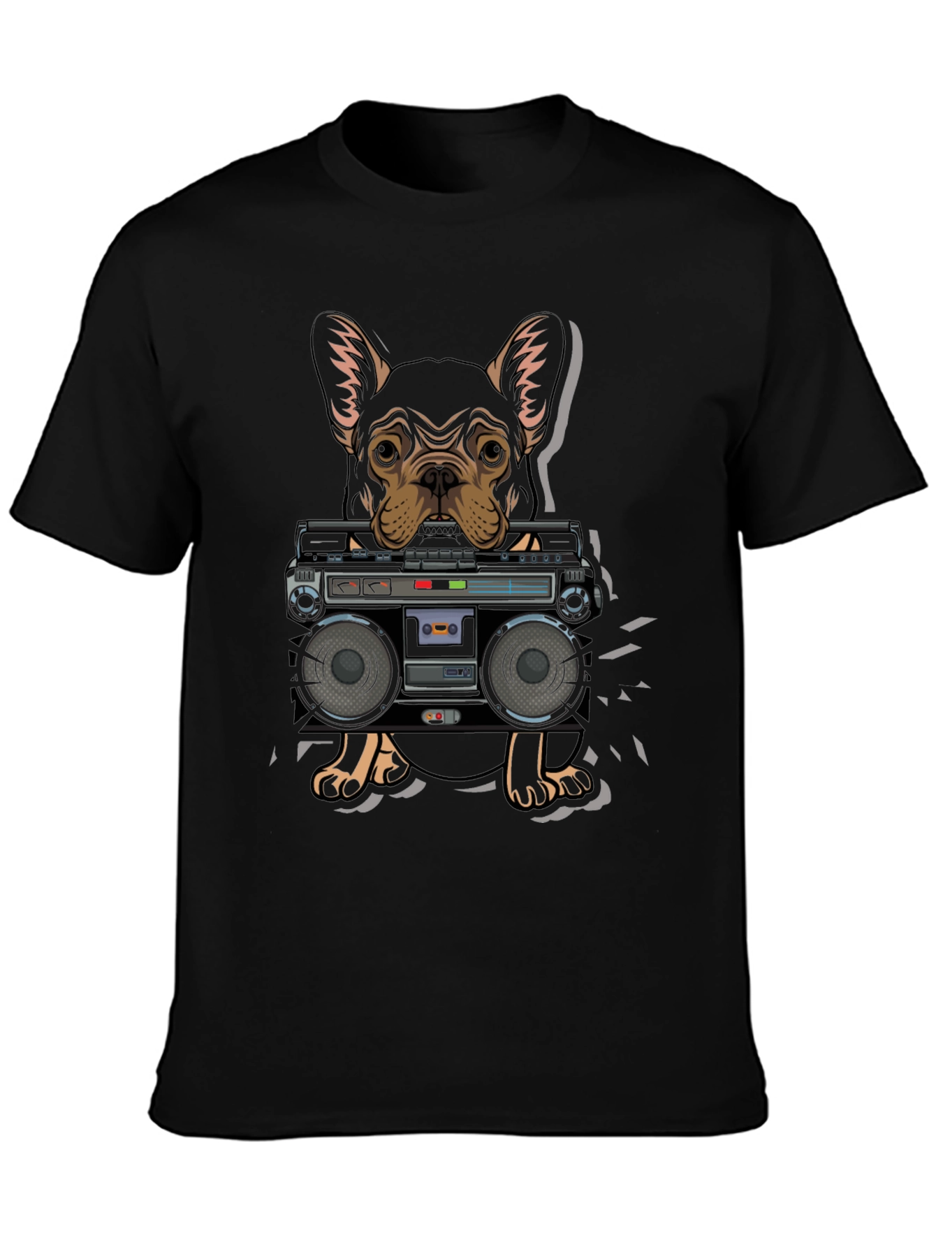 Dog and Boombox Graphic T-Shirt - Cool Casual Wear