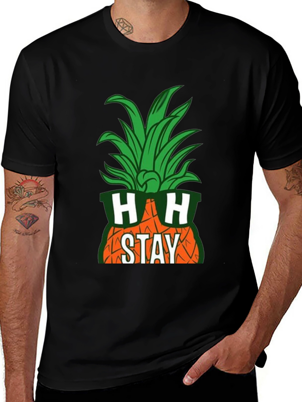Stay Cool Pineapple Graphic Tee - Black