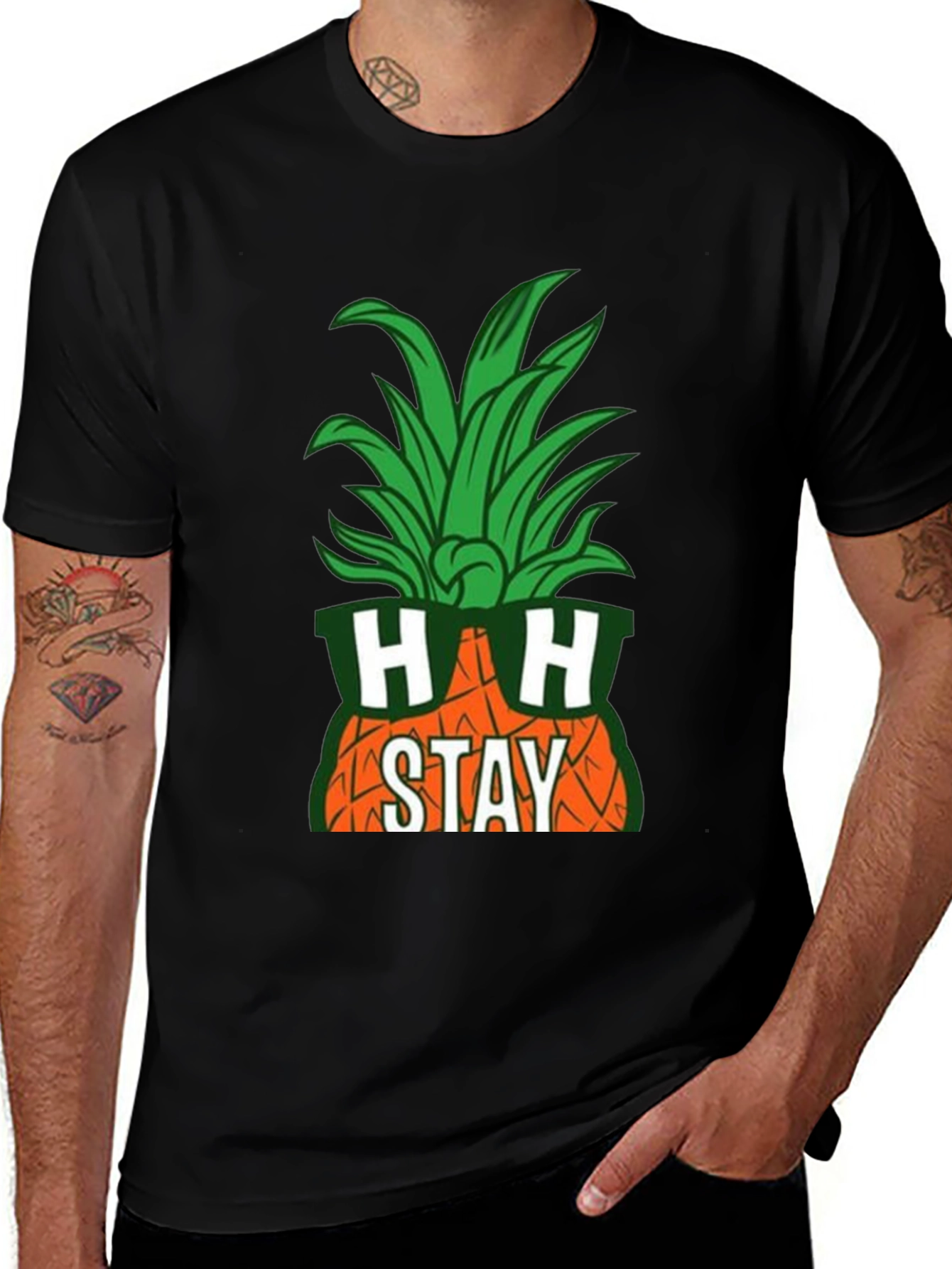 Stay Cool Pineapple Graphic Tee - Black