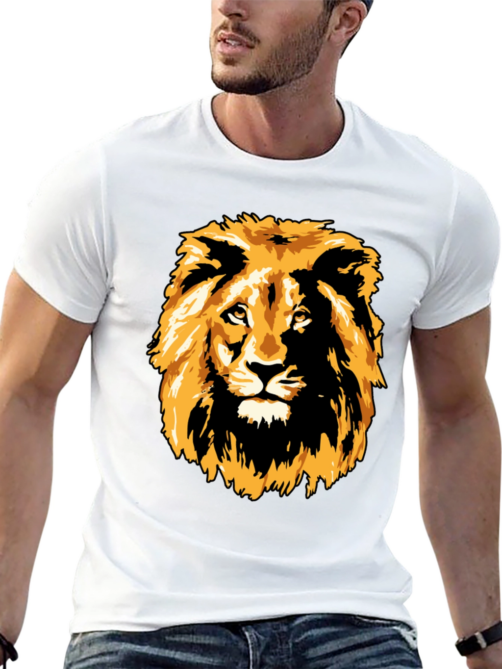 Lion Graphic Print Black T-Shirt