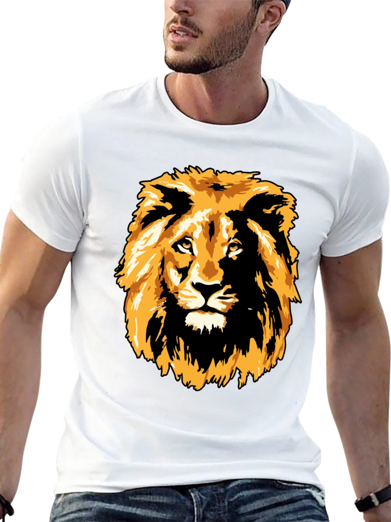 Lion Graphic Print Black T-Shirt