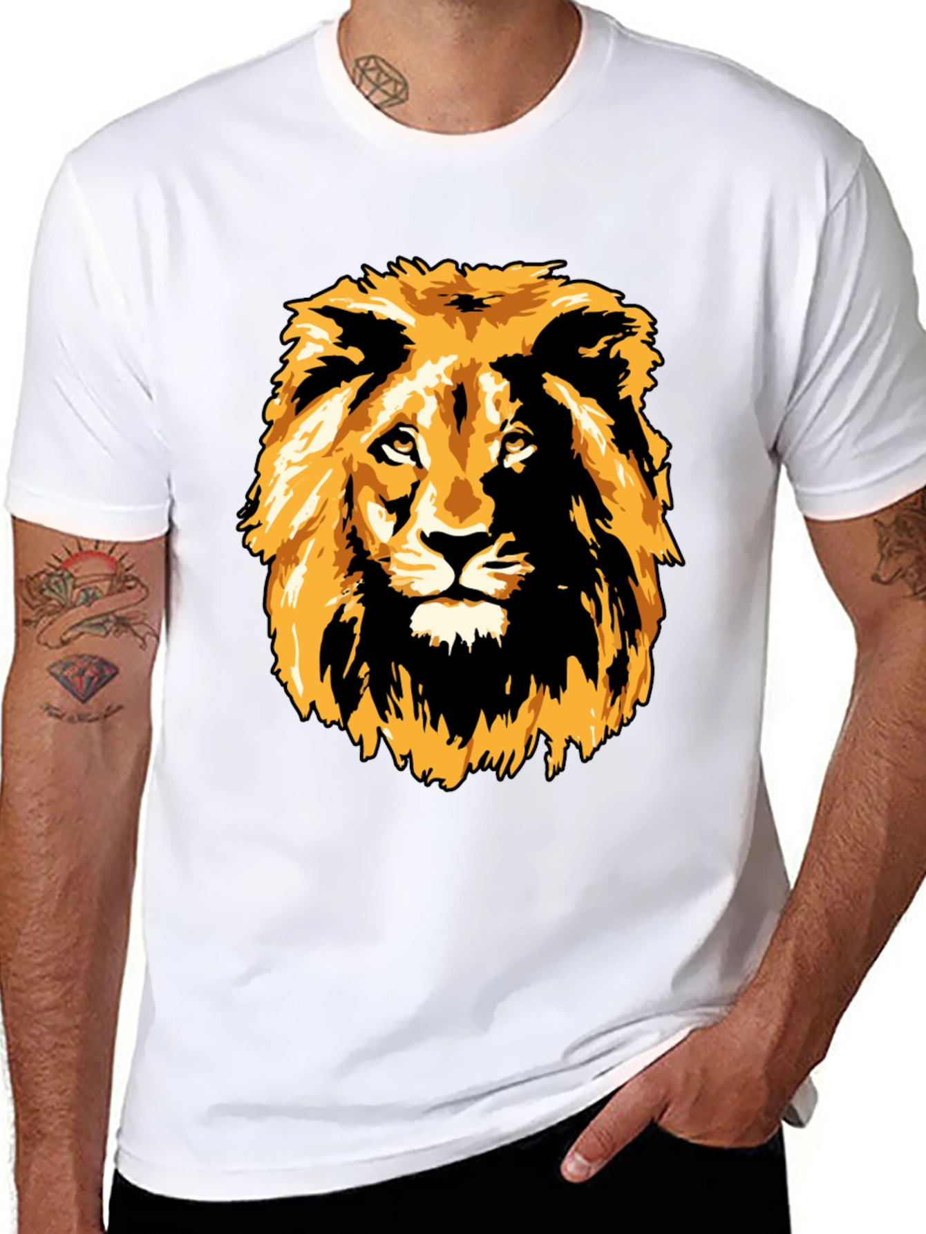 Lion Graphic Print Black T-Shirt