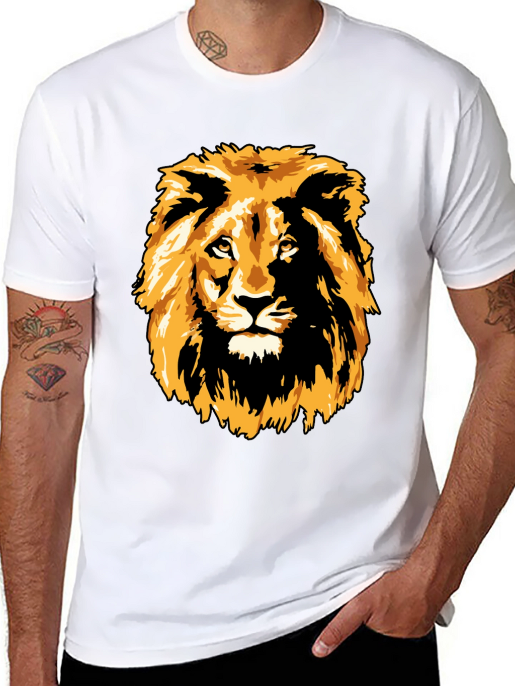 Lion Graphic Print Black T-Shirt