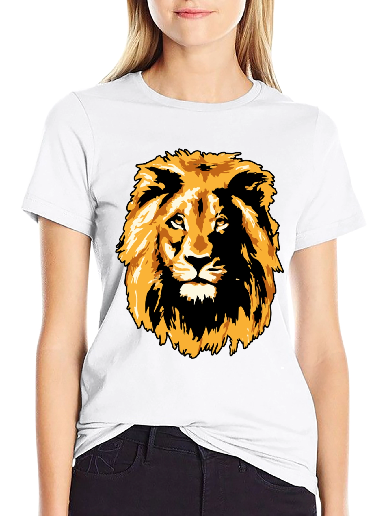 Lion Graphic Print Black T-Shirt