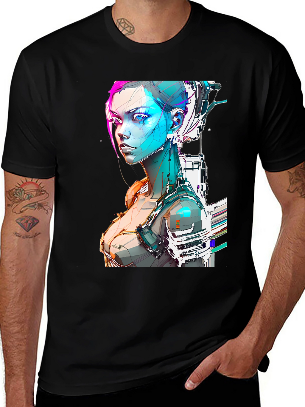 Cyberpunk Girl Graphic Tee - Futuristic Design